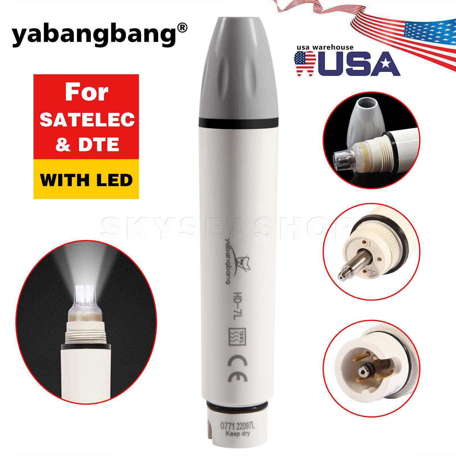 HD-7L Dental Ultrasonic Piezo Scaler Handpiece LED Light For DTE SATELEC USA