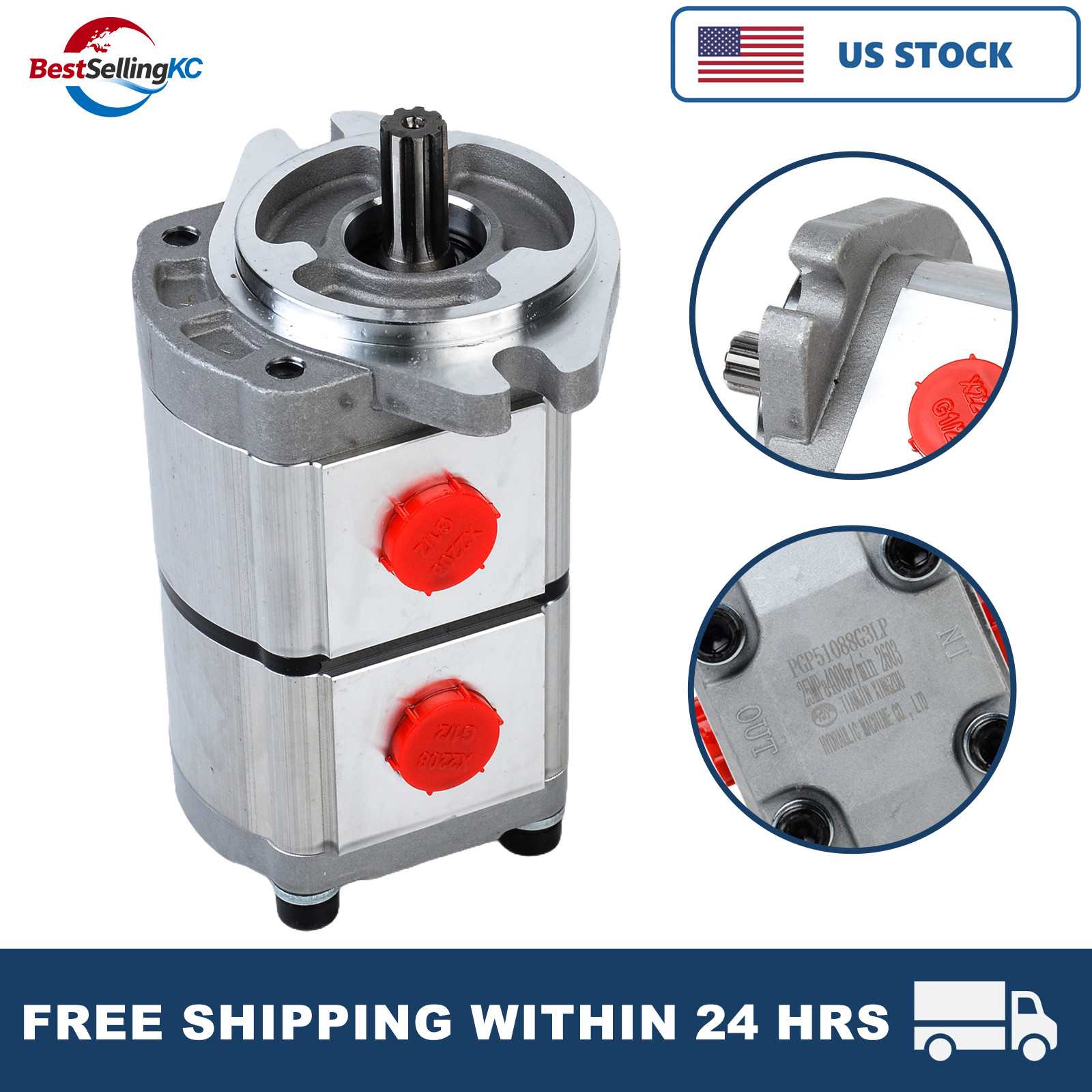 PGP51088G3LP For AGT Skid Steer Loader KTT23 Two-Section Hydraulic Gear Pump