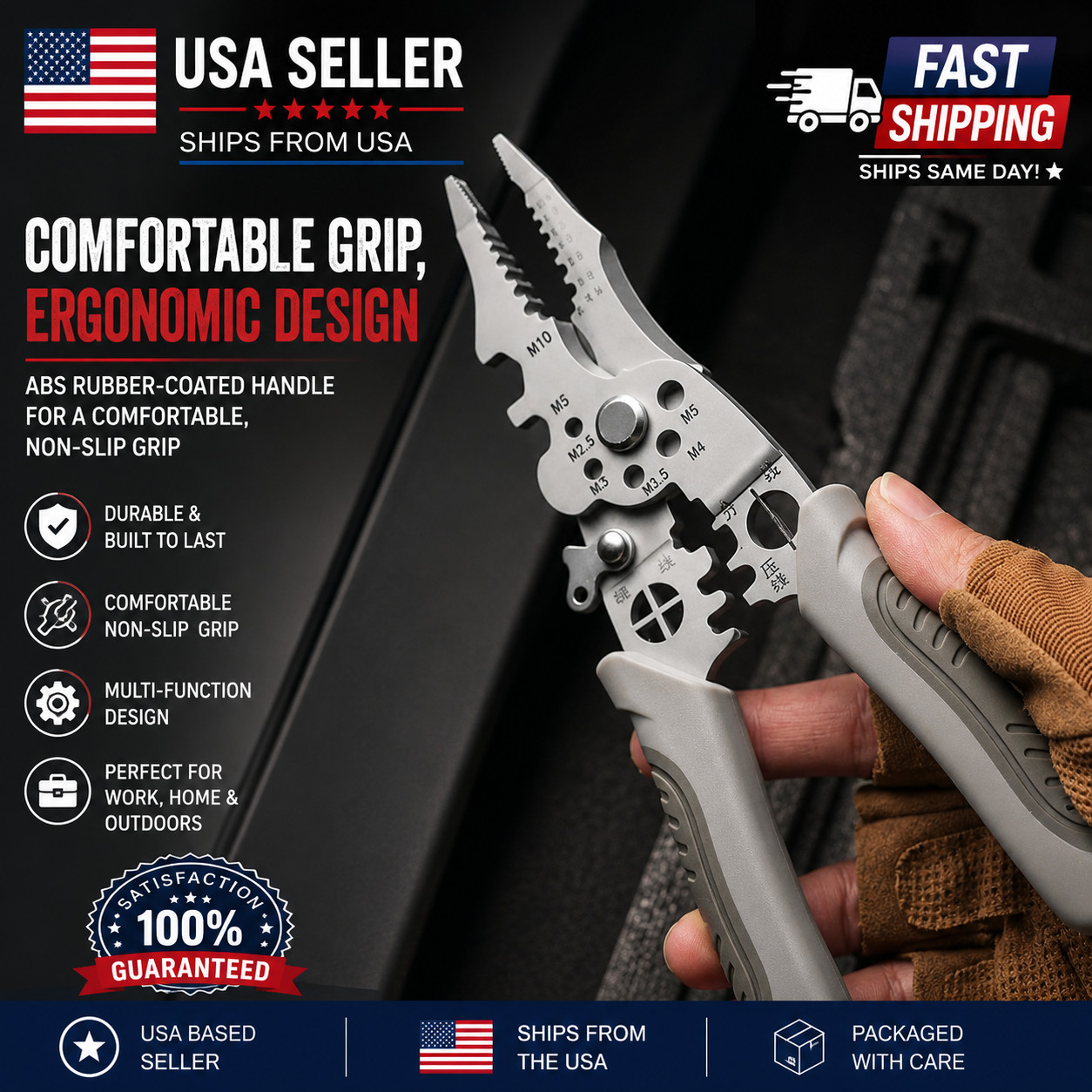 Multifunction Wire Stripper Cutter Crimper Heavy Duty Electrical Pliers Tool