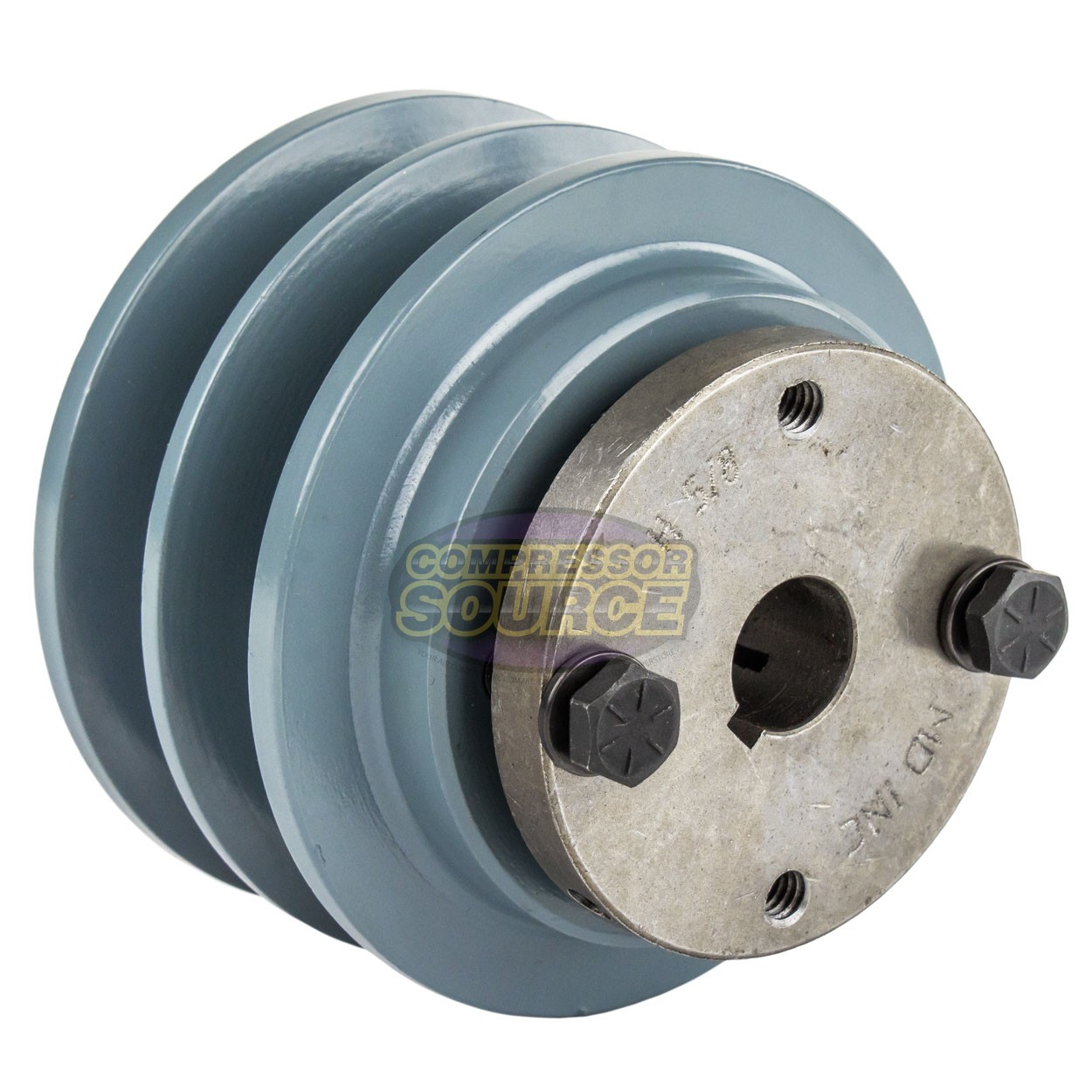 Cast Iron 3.5 » Dual Groove Pulley 2 Belt B Section 5L with 5/8″ Sheave Bushing