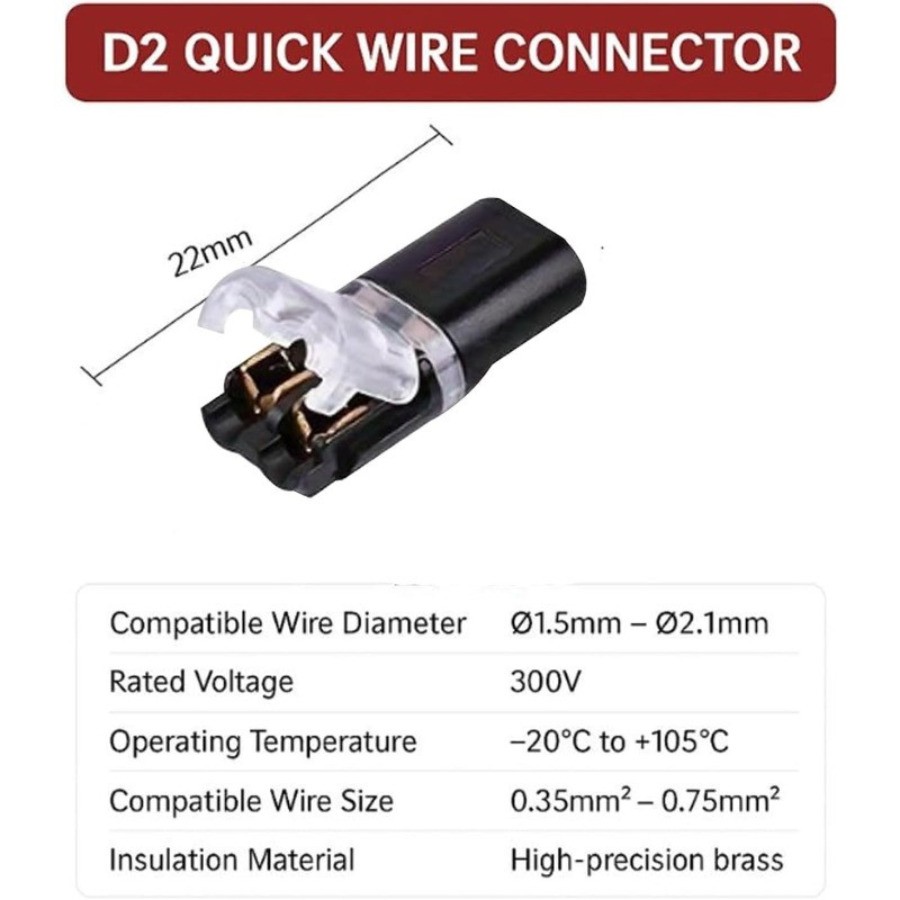 50PCS Double Wire Plug in Connector with Locking Buckle, Locking Easy to Use