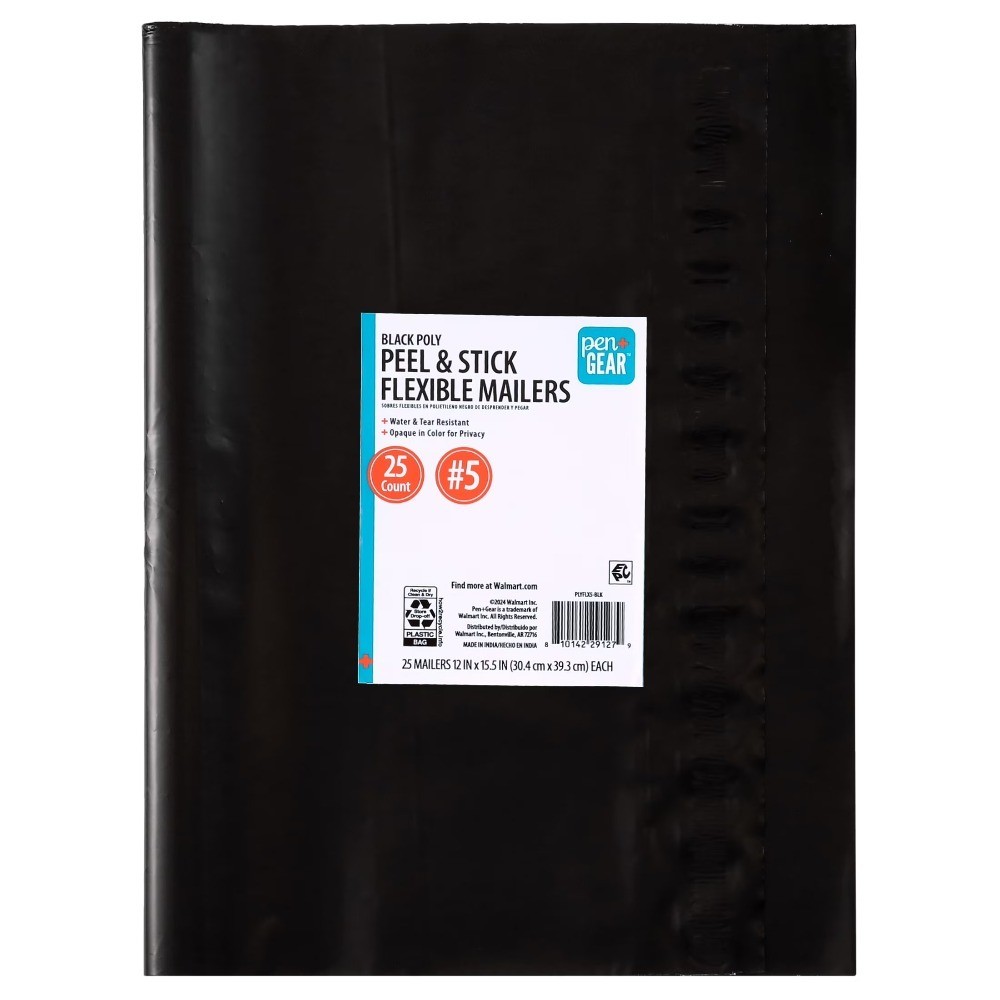 Self Seal Poly Mailers 12×15.5 Inches Black Polyethylene Shipping Envelopes Bags
