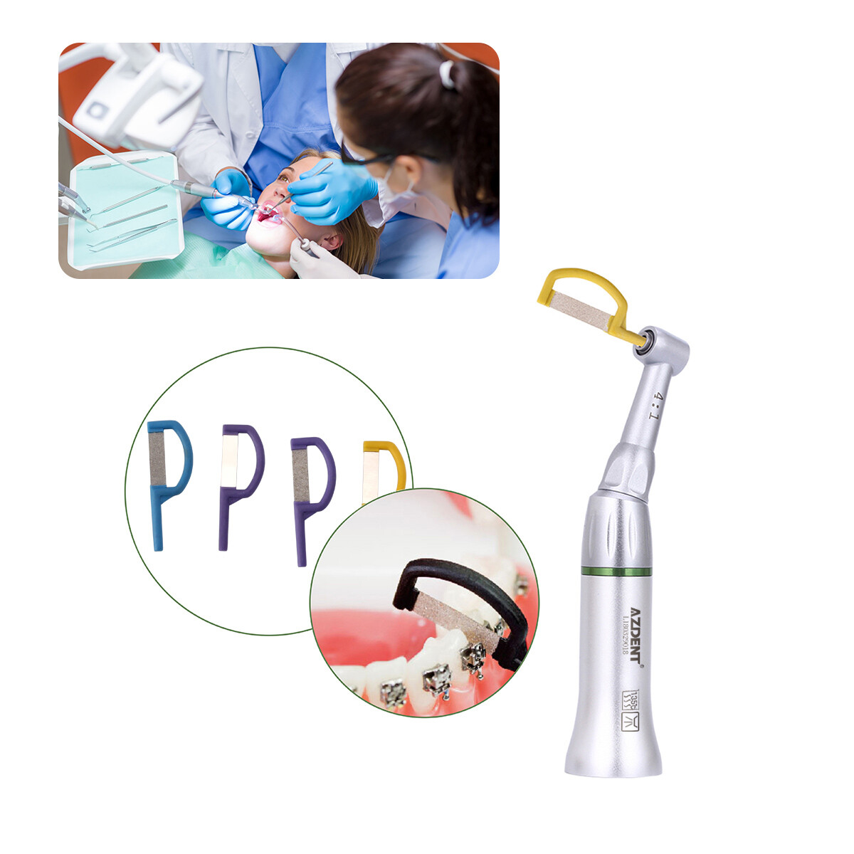 Dental 4:1 Reduction Contra Angle Reciprocating Interproximal Strip IPR Handle