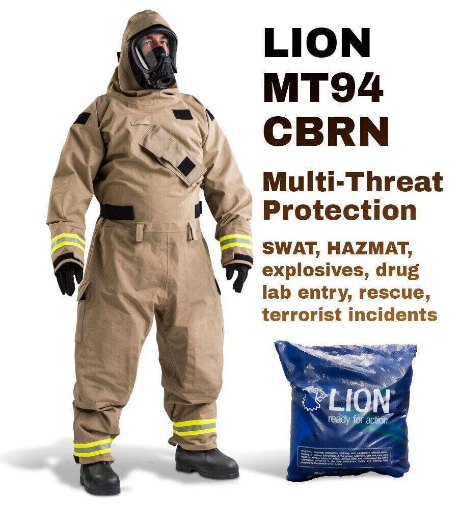 Lion MT94 CBRN One Piece Multi-Threat Protection Suit GORE CHEMPAK Haz Mat Large