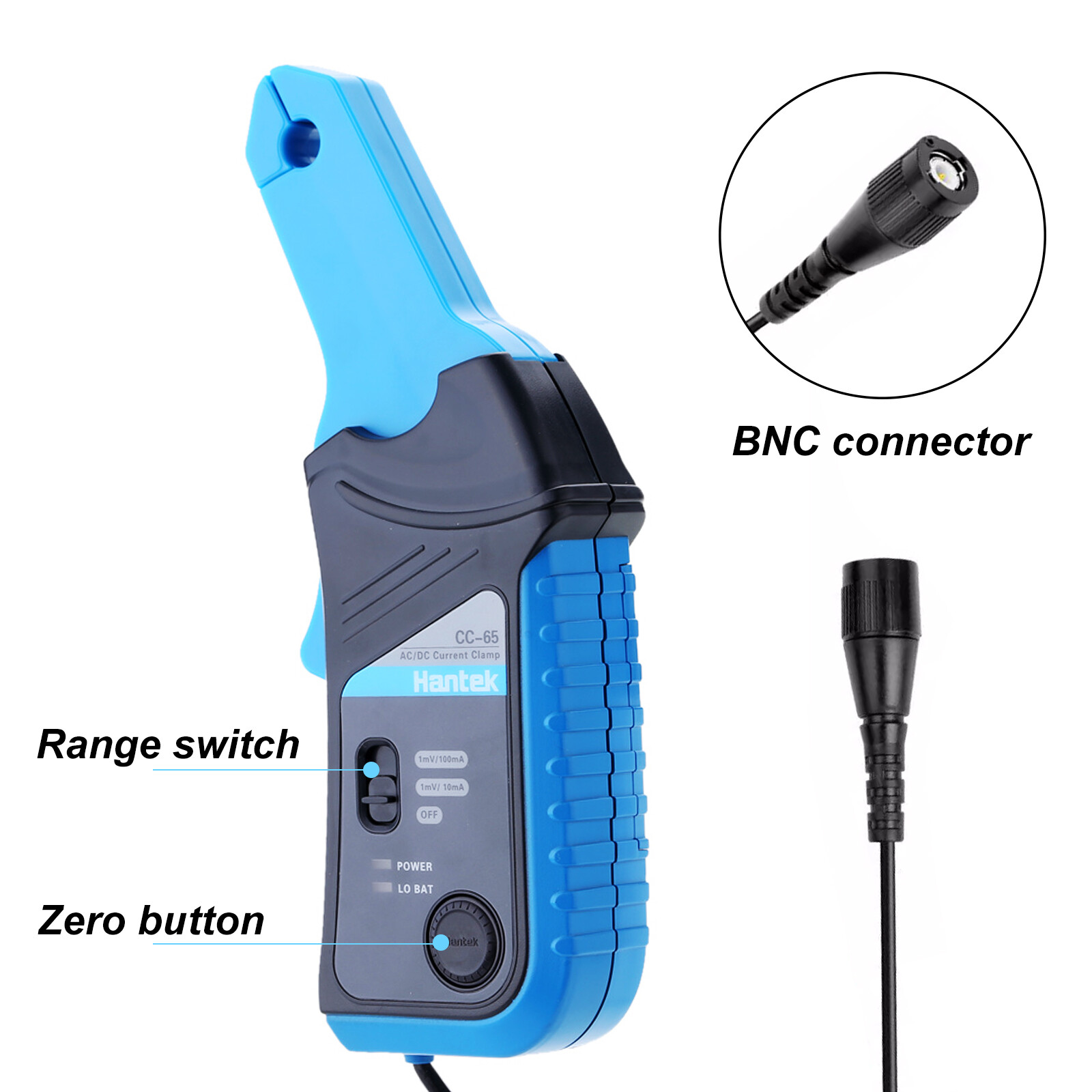 Hantek CC-65 AC/DC Digital Current Clamp Meter with BNC Connector 20KHz 65A