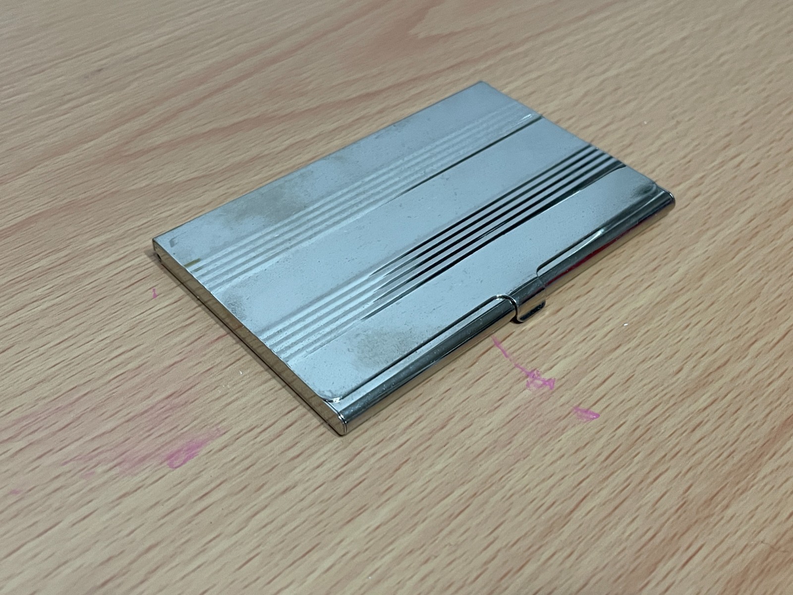 Silver Metal Slim Pocket Business Card Holder Case