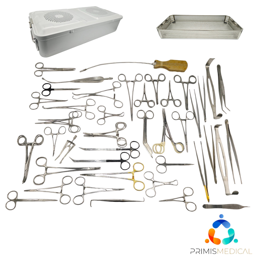 56-Piece German Vascular Surgery Instrument Set with Aesculap Case, Serviced