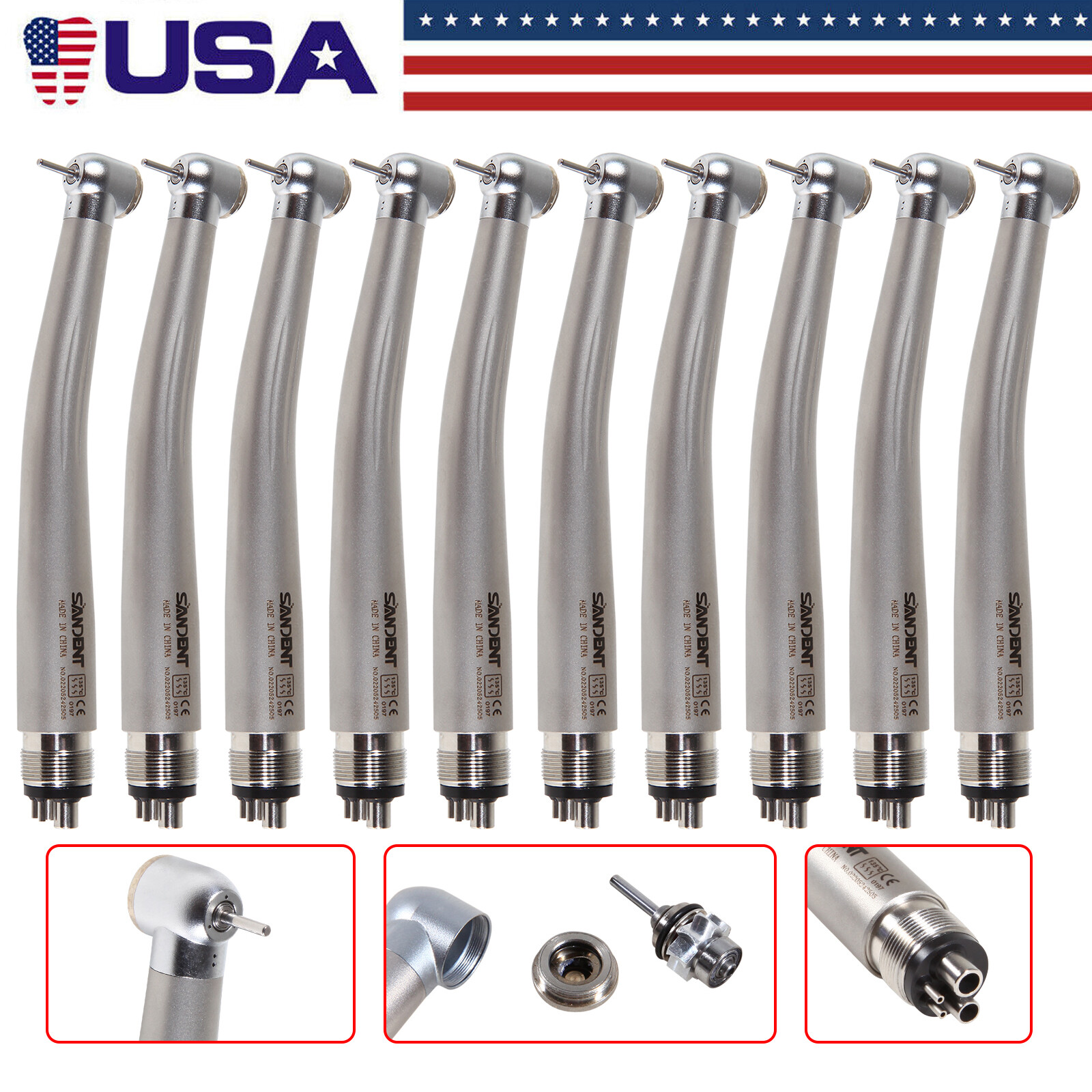 10* SANDENT NSK PANA MAX Style Dental High Speed Handpiece 4 Hole Midwest NJ