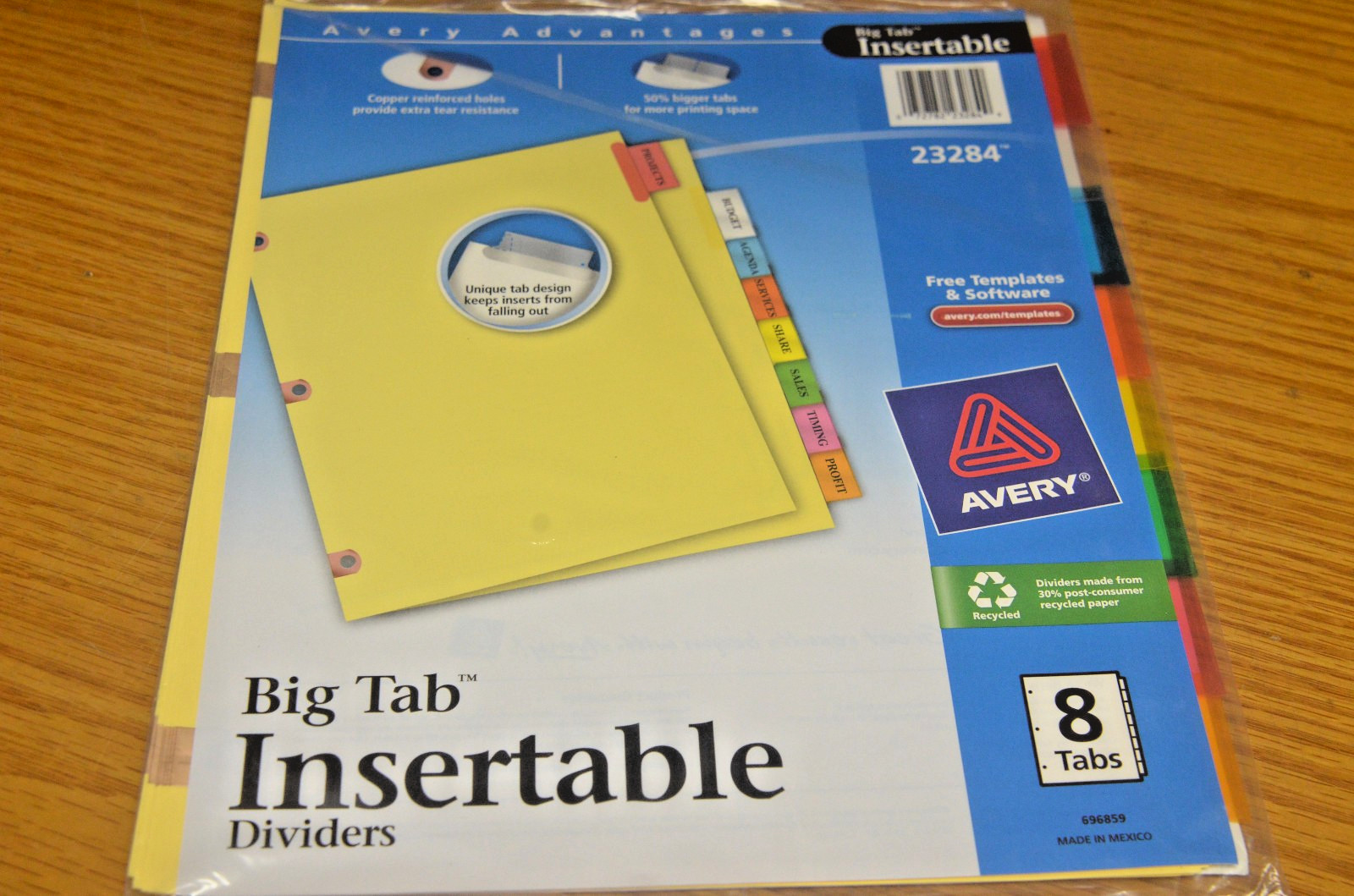 (Lot of 10) Avery Big Tab Insertable Dividers 8 Tab (1-F)