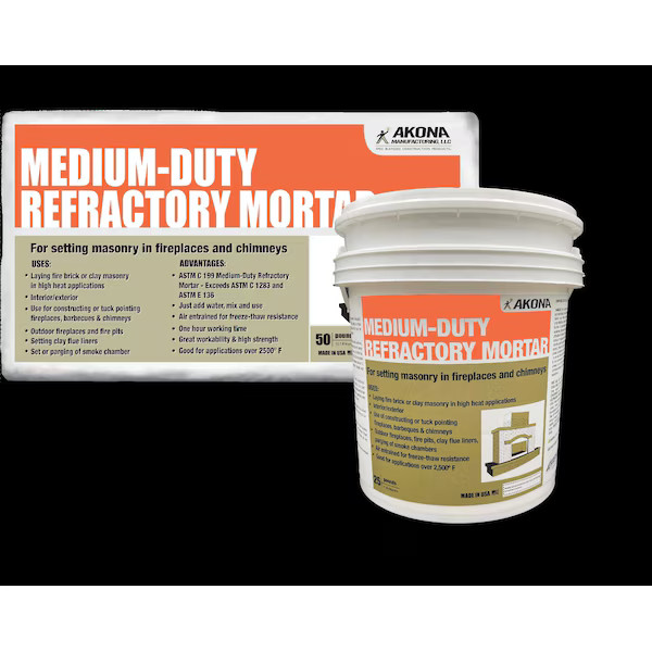 Akona Medium Duty Refractory Mortar, 50 lb, Bag 104319 Akona 104319 50 lb.