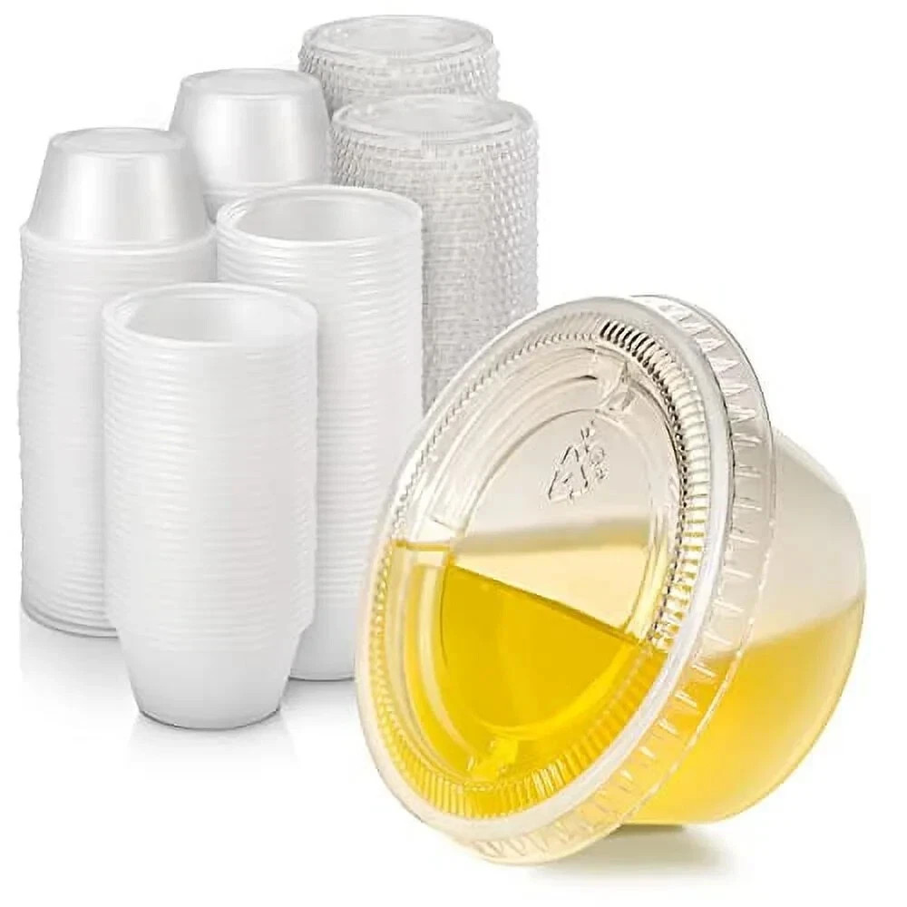 2 oz Clear Disposable Portion Cups Sauce With Lid BPA Free Togo Restaurant 125ct