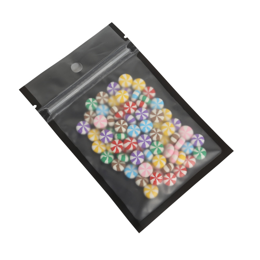 Multi-Sizes Matte Clear Black White Mylar Zip Lock Pouch Bag w/ Round Holes B01