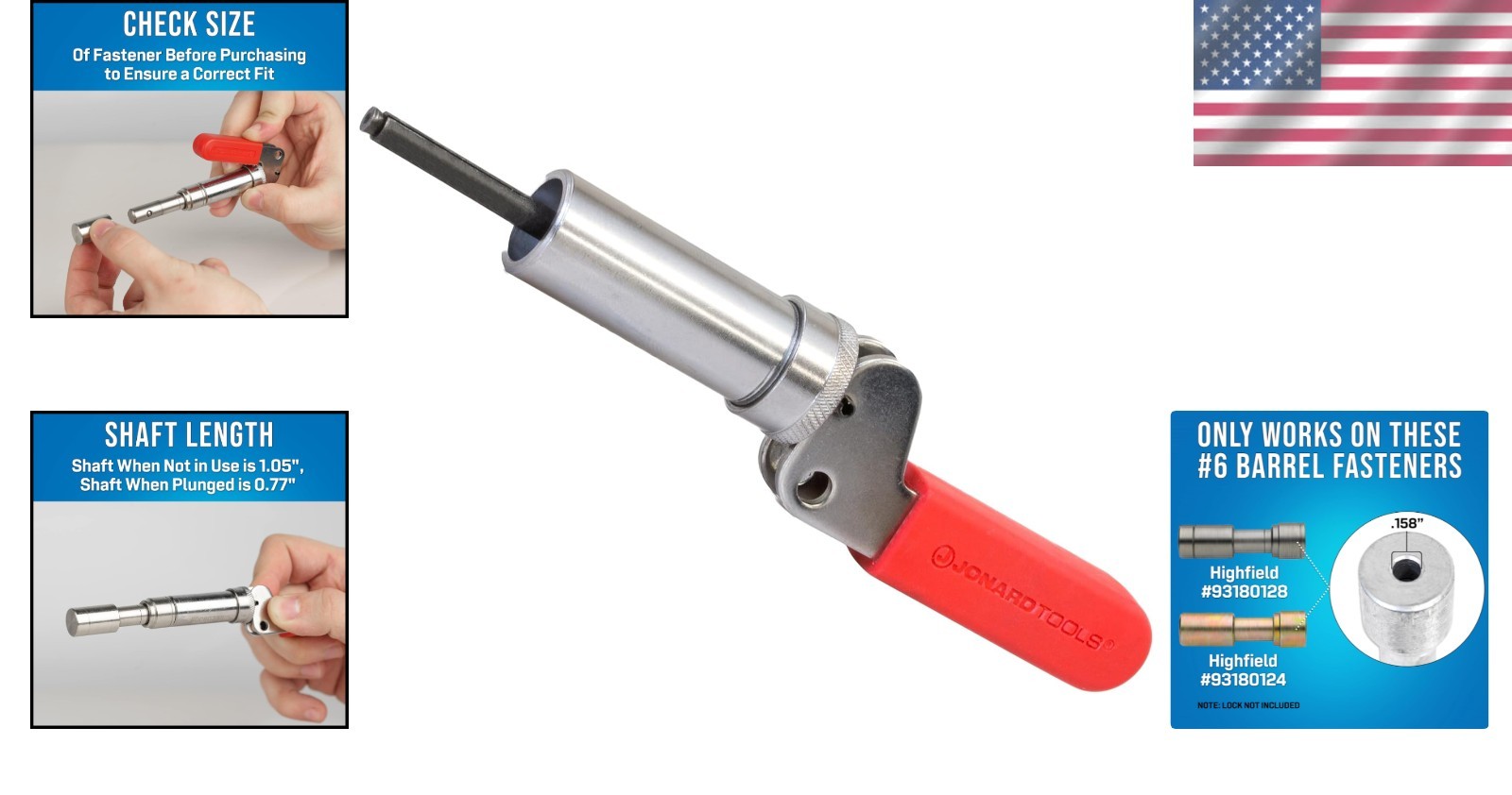 Steel Barrel Fastener Plunger Tool – 0.158” Inside Diameter
