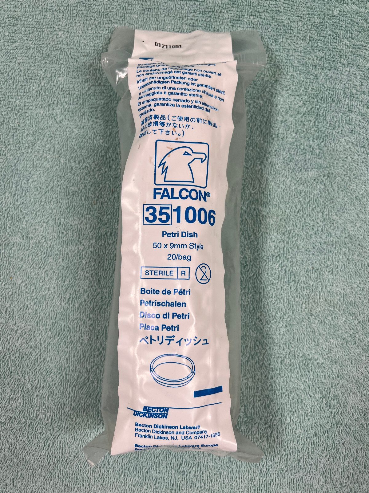 Falcon 351006 Petri Dish 50 x 9mm 20/bag Sterile Becton Dickinson Labware USA