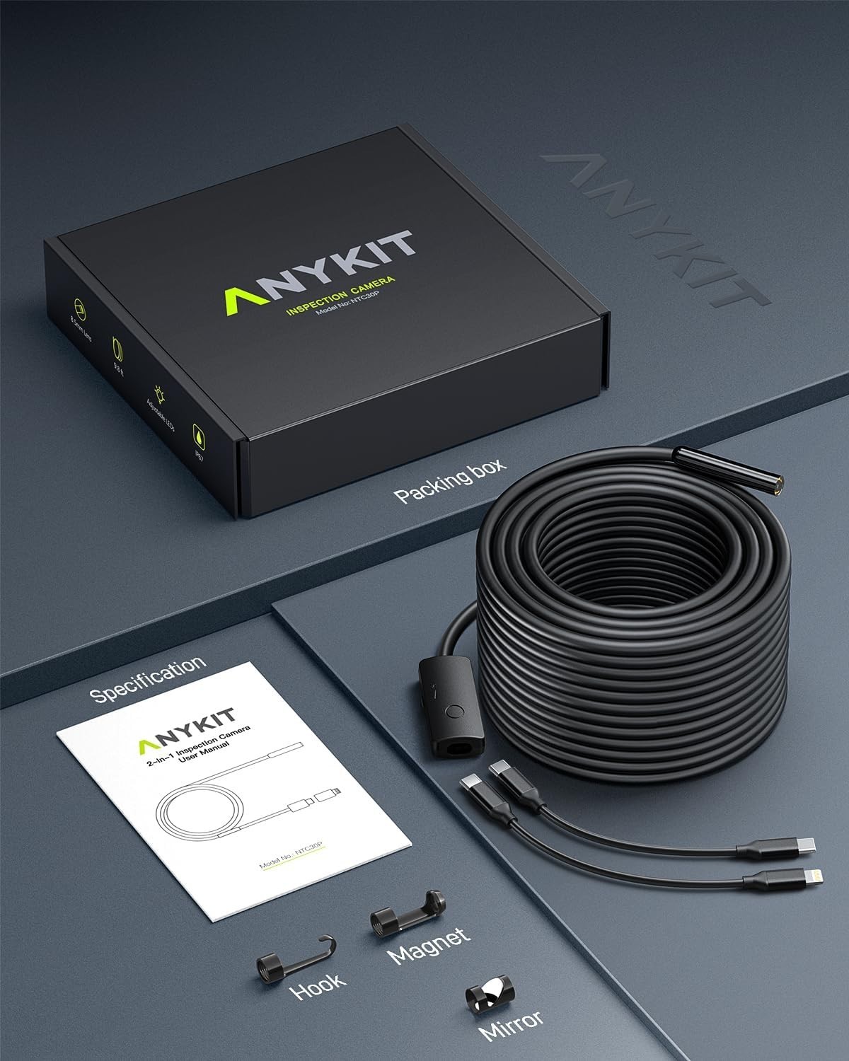 Endoscope Camera 1920P HD Borescope Inspection Camera for iPhone and Android 15M