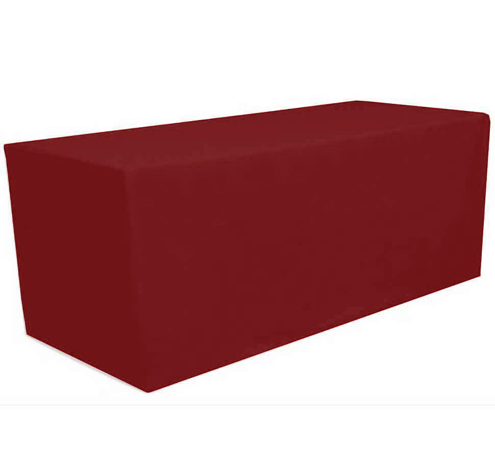 4′ ft. x 2.5′ ft. Fitted Polyester Tablecloth for Wedding Banquet Burgundy