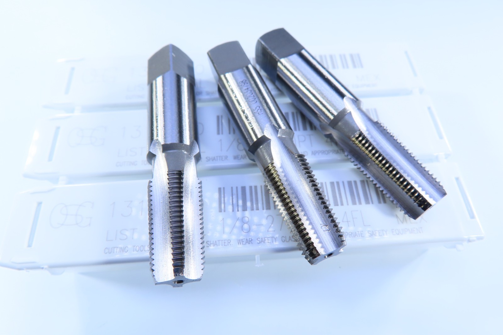 LOT 3 PCS NEW OSG 1/8 – 27 NPT STANDARD 4FL HIGH HOOK PIPE TAPS 1311100 TOOLS