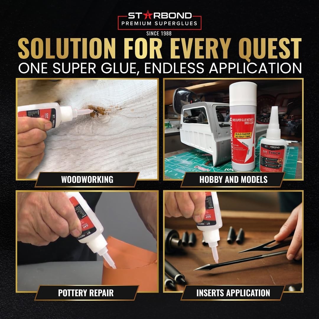 Starbond 2 oz. Gap-Filler Thick Super Glue with 6 oz. Aerosol Activator Bundle