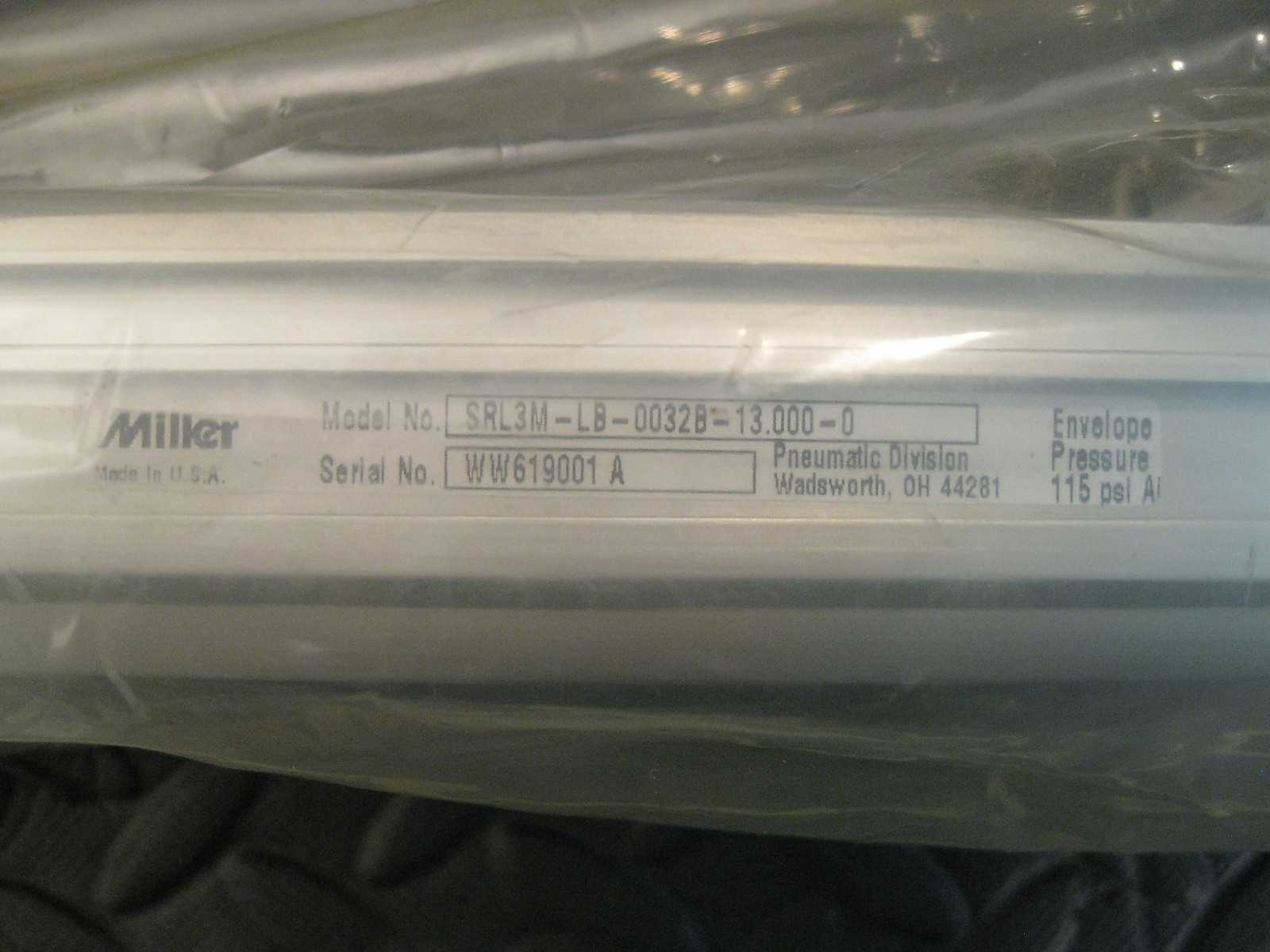 Miller SRL3M-LB-0032B-13.000-0 Pneumatic Linear Actutor, 115PSI,