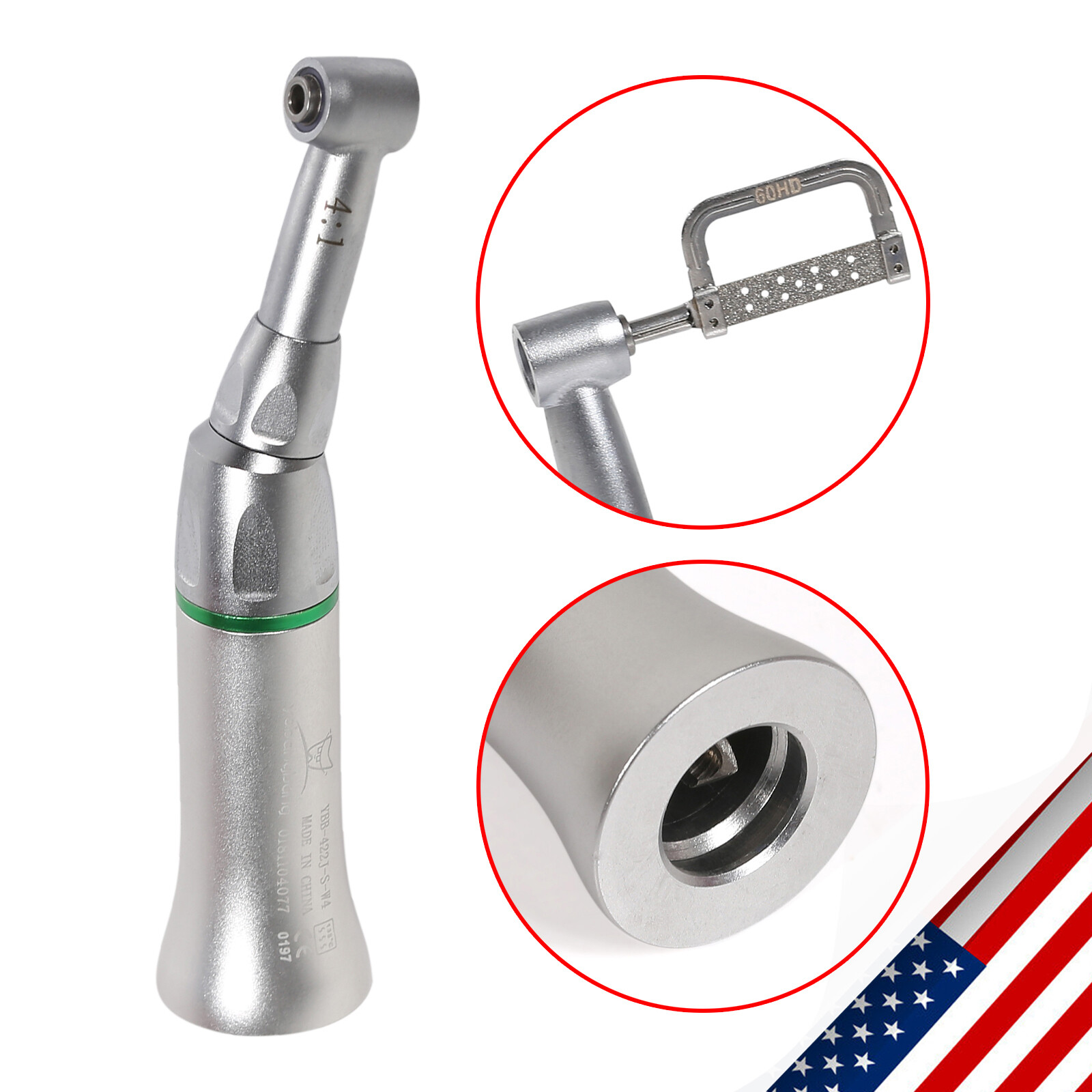 Dental 4:1 Reduction Contra Angle Handpiece 10*Interproximal Strips IPR Set 4/1