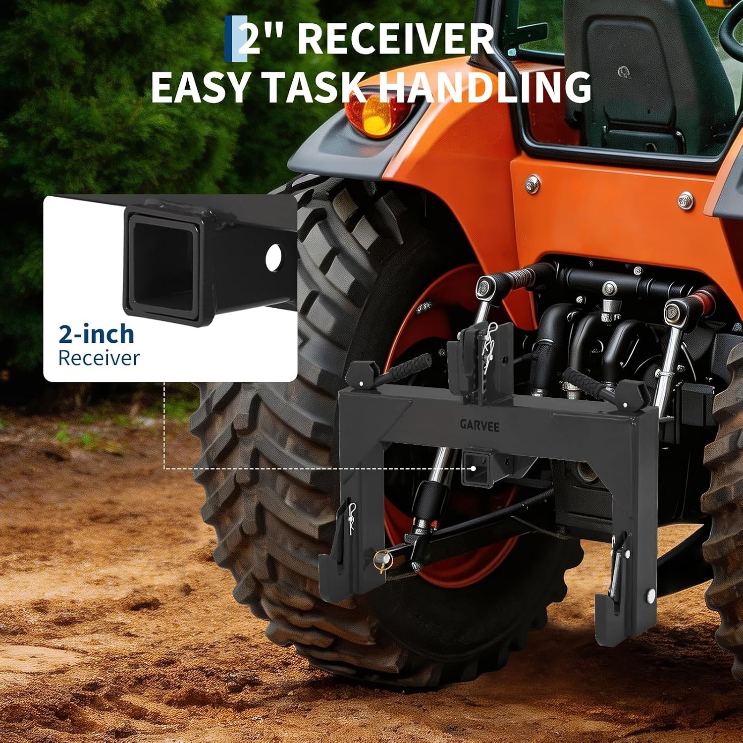 3000 LBS 3 Point Quick Hitch 2″ Receiver for Cat 1 Tractors w/ Versatile Adapter