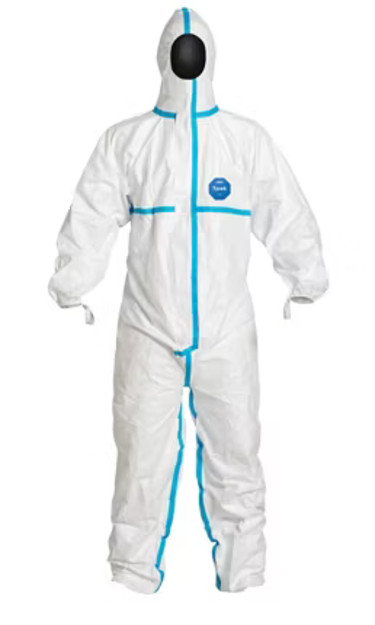 (25) DuPont Tyvek 600 Coveralls w/ Elastic Cuffs, Hood & Serged Taped Seams Sz L