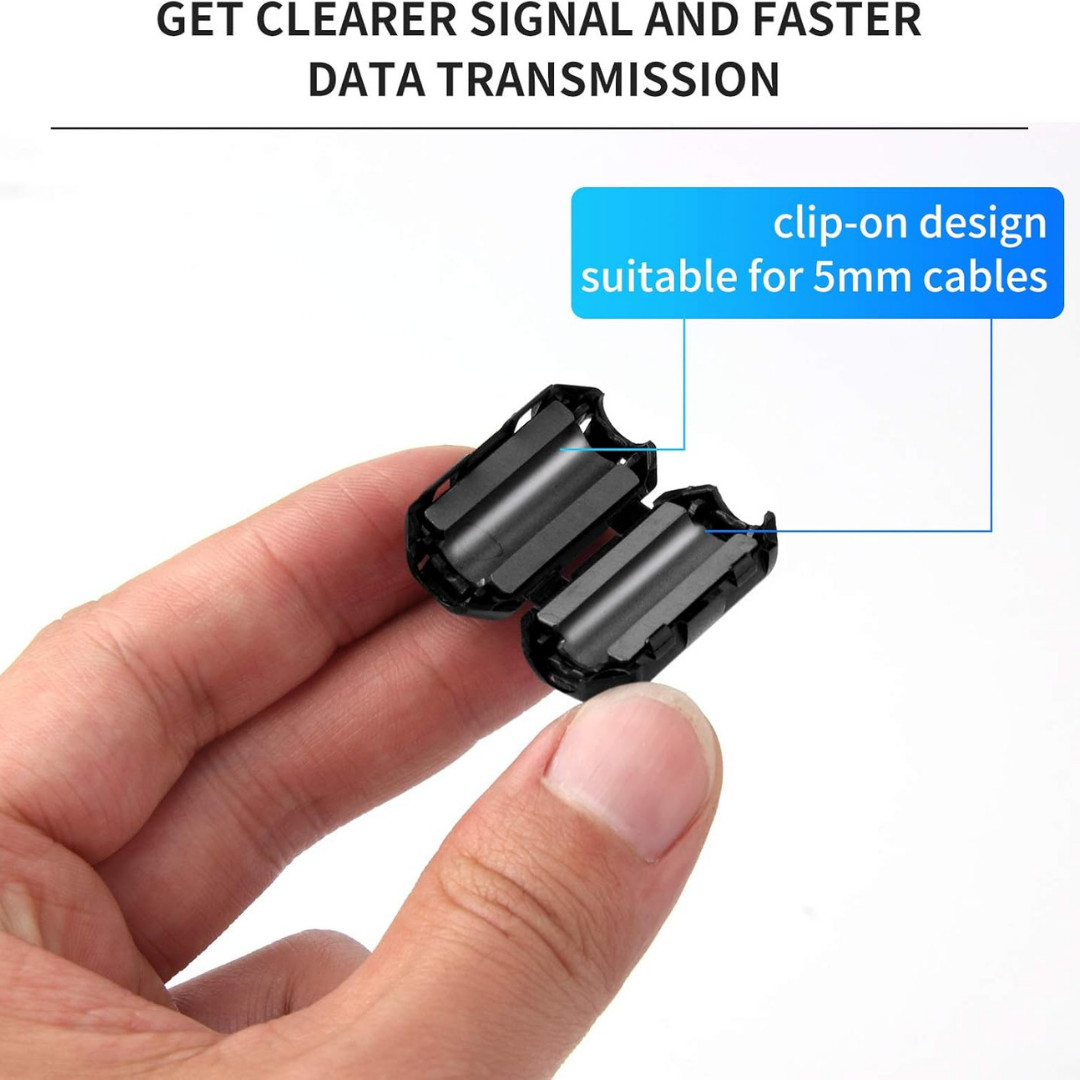 20 Pack Ferrite Chokes Bead Ring Core RFI EMI Noise Suppressor Filter Cable Clip