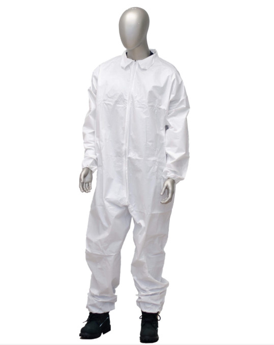 AmbiShield Microporous Coverall Zip Front Elastic Wrist Large White Case of 25