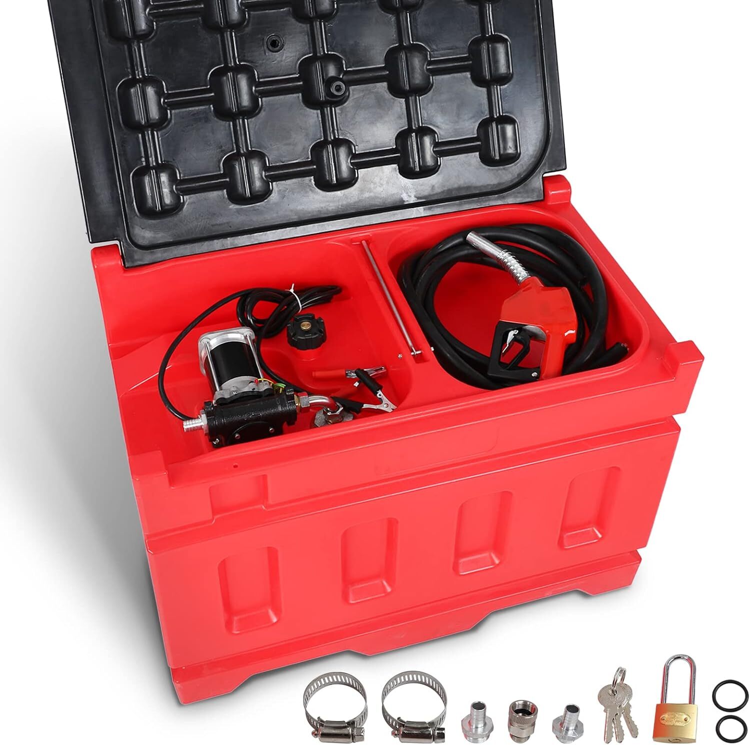 Portable 48 Gallon (180 Liter) Fuel Tank With 12V Fuel transfer pump 15GPM