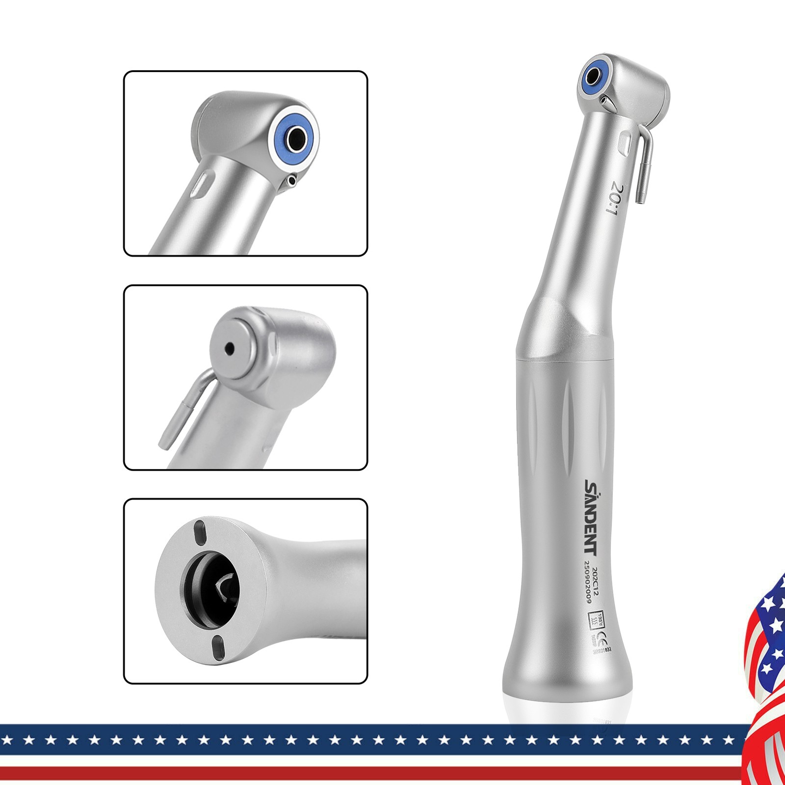 1-5*SANDENT Dental 20:1 Reduction Implant Contra Angle Low Speed Handpiece Push