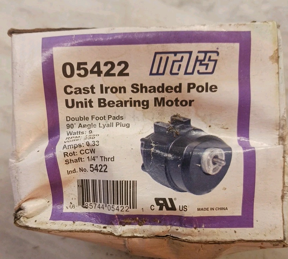 New MARS 05422 Cast Iron Shaded Pole Unit Bearing Motor