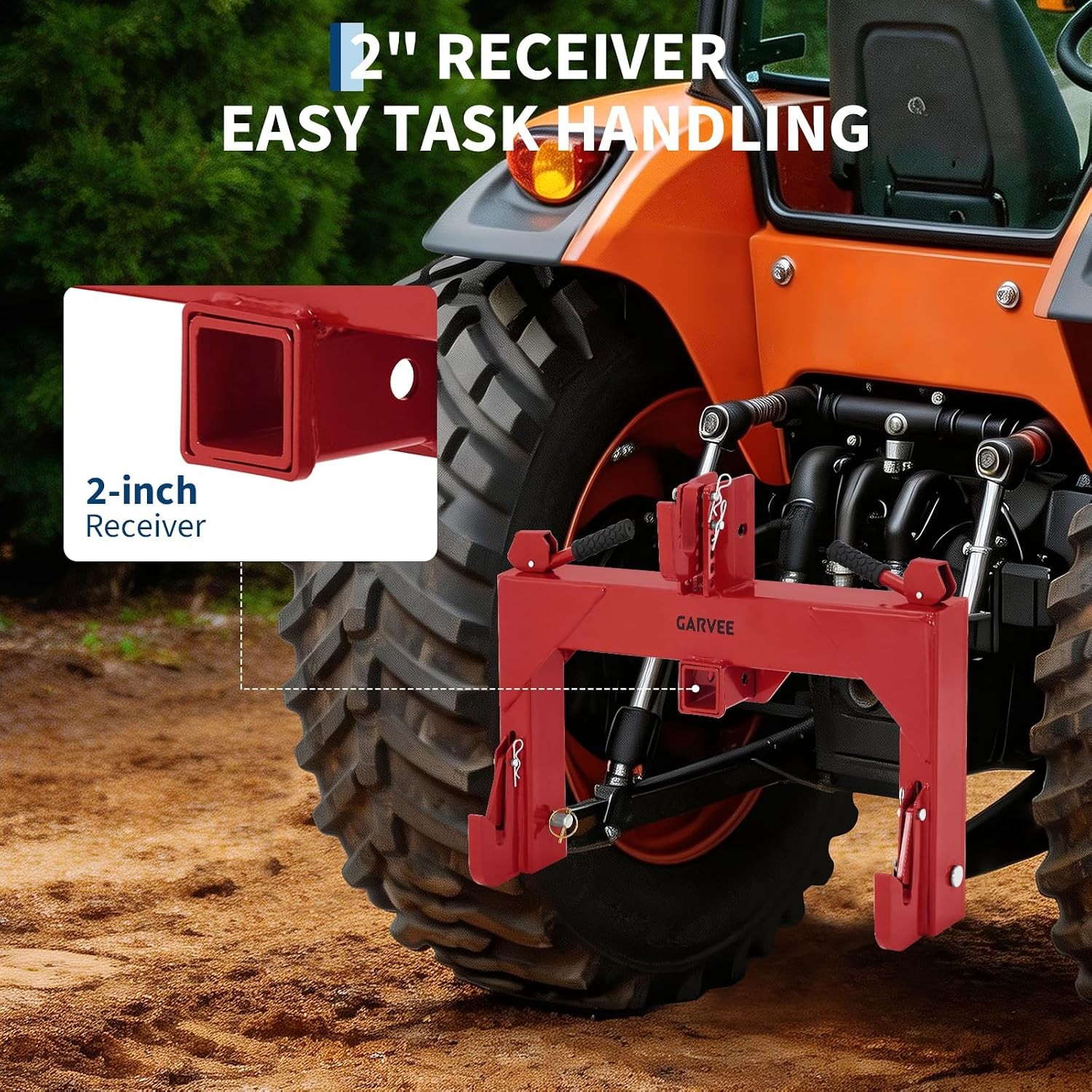 3000 LBS 3 Point Quick Hitch 2″ Receiver for Cat 1 Tractors w/ Versatile Adapter