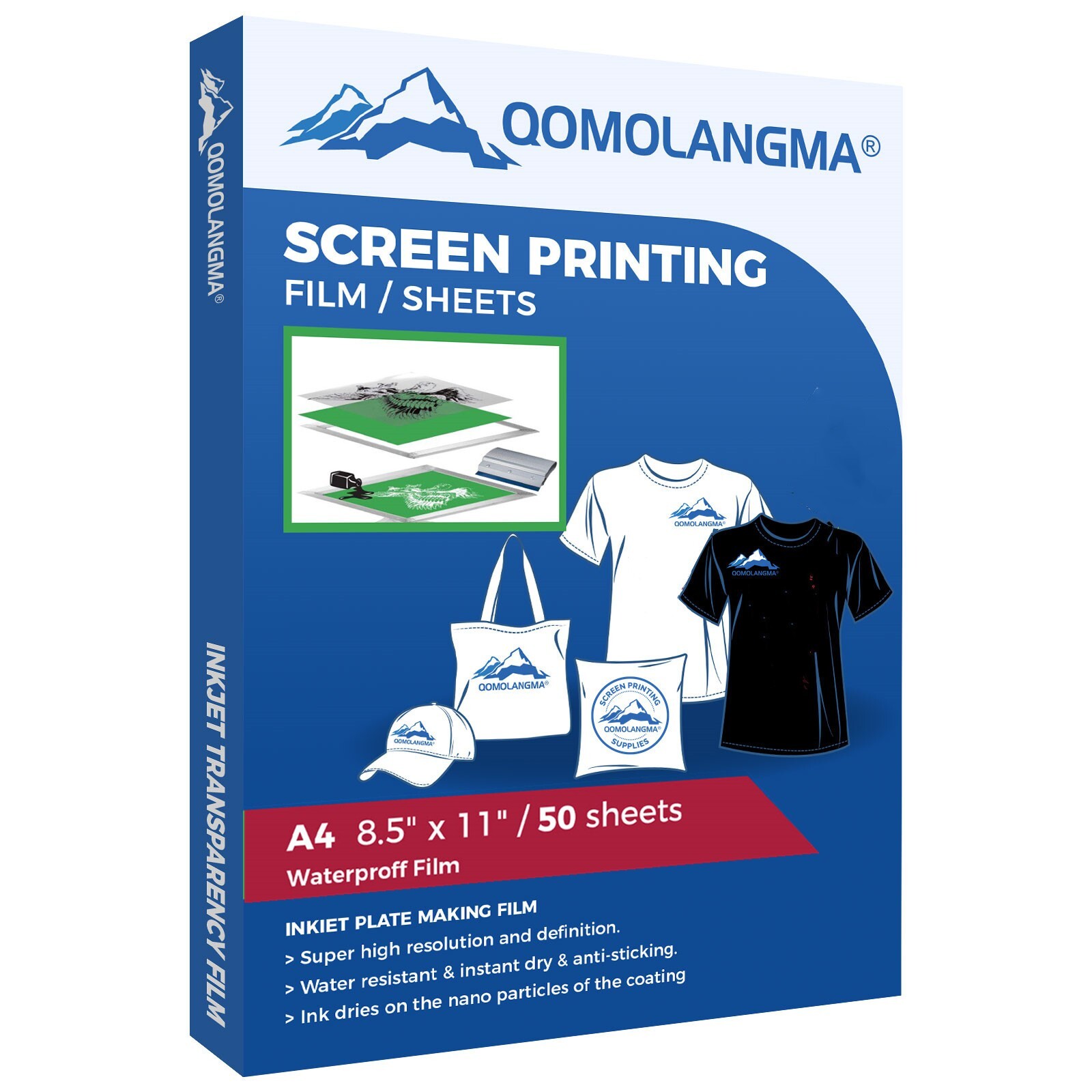 50 Sheets 8.5″ x 11″ Waterproof Inkjet Transparency Film for Screen Printing