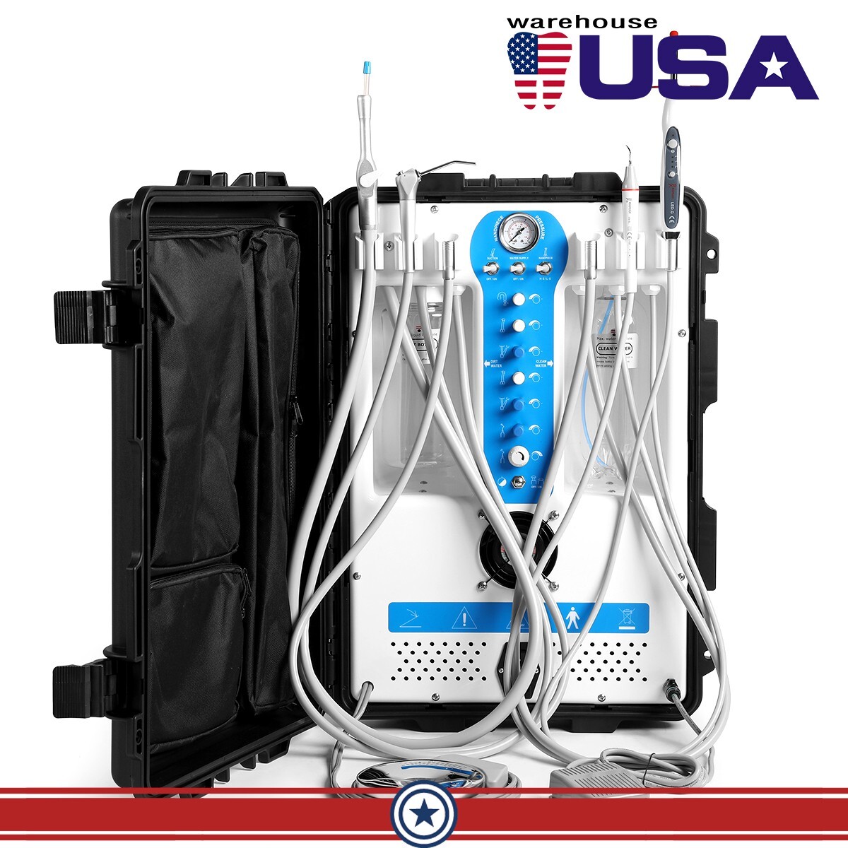 FDA Portable Dental Delivery Unit High Suction System Air Compressor 4 Hole