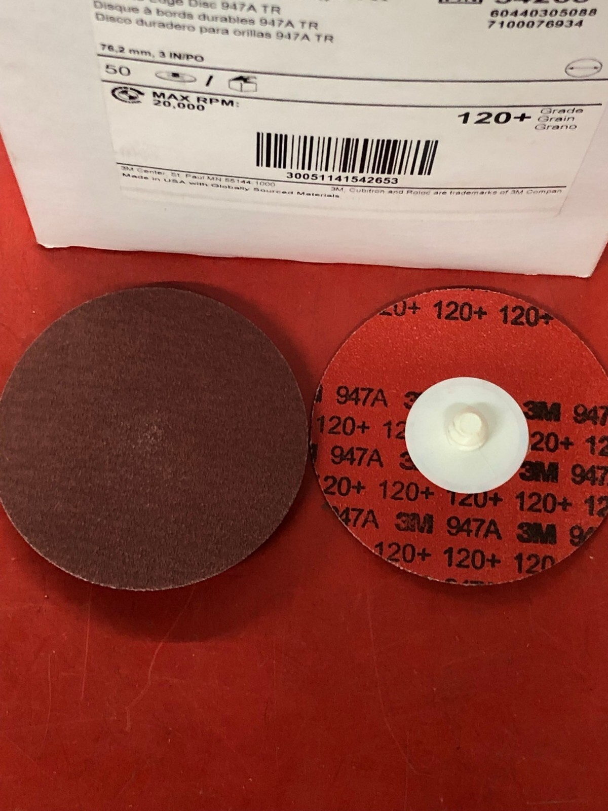 3M 54265 CUBITRON II DURABLE EDGE 50 DISCS PER BOX 3″ DIAMETER 120+ GRIT GRADE