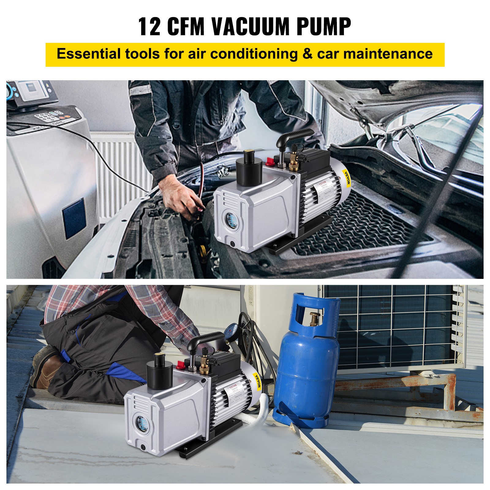 12CFM Vacuum Pump Single Stage Ultimate 3PA rotary vane 110V/60HZ ACTIVE DEMAND