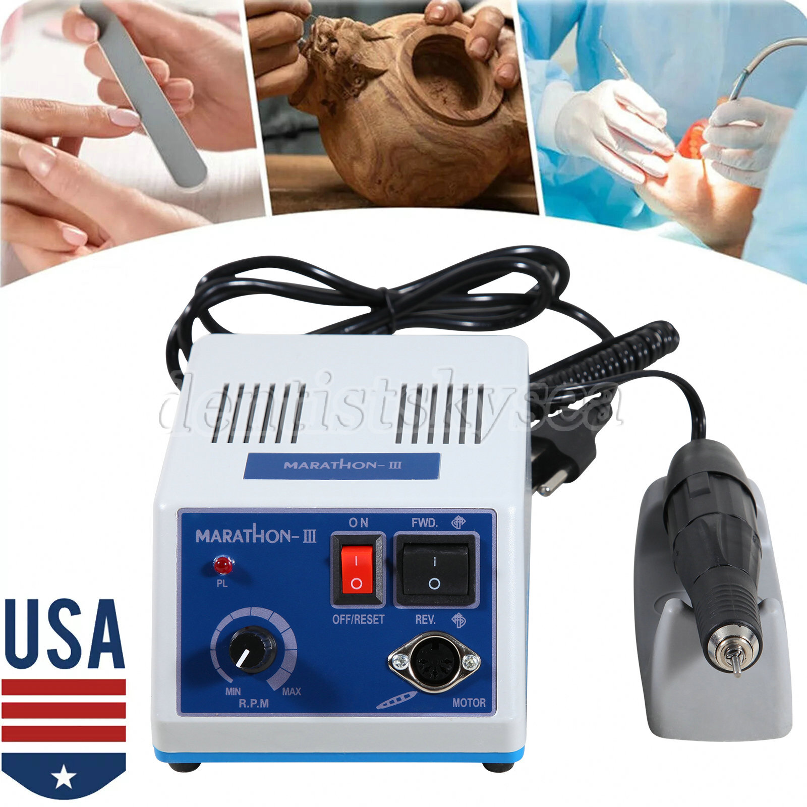Dental Lab Marathon Electric Micromotor Polishing Unit / 35K rpm Motor Handpiece