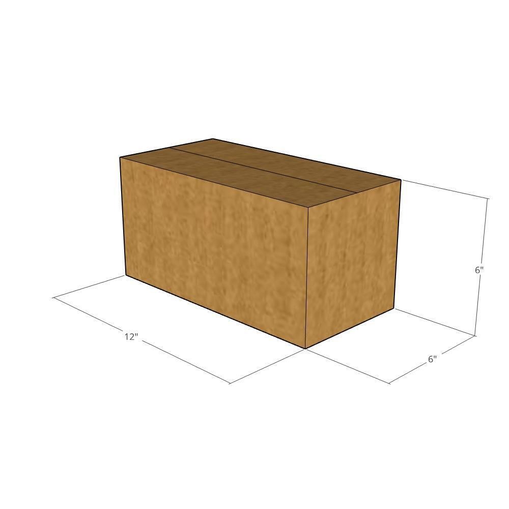 50 12x6x6 Kraft Brown Corrugated Shipping Boxes Multi-Depth 44 ECT Single-Wall