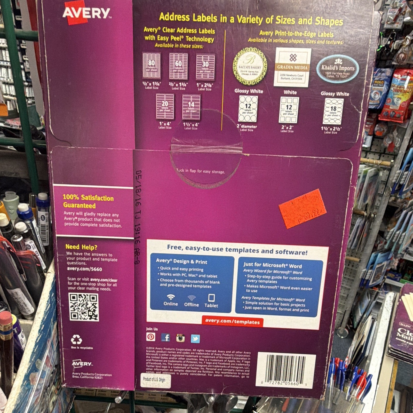 Avery 5660 Easy Peel Clear Address Labels 1″ x 2-5/8″ for Laser Printers