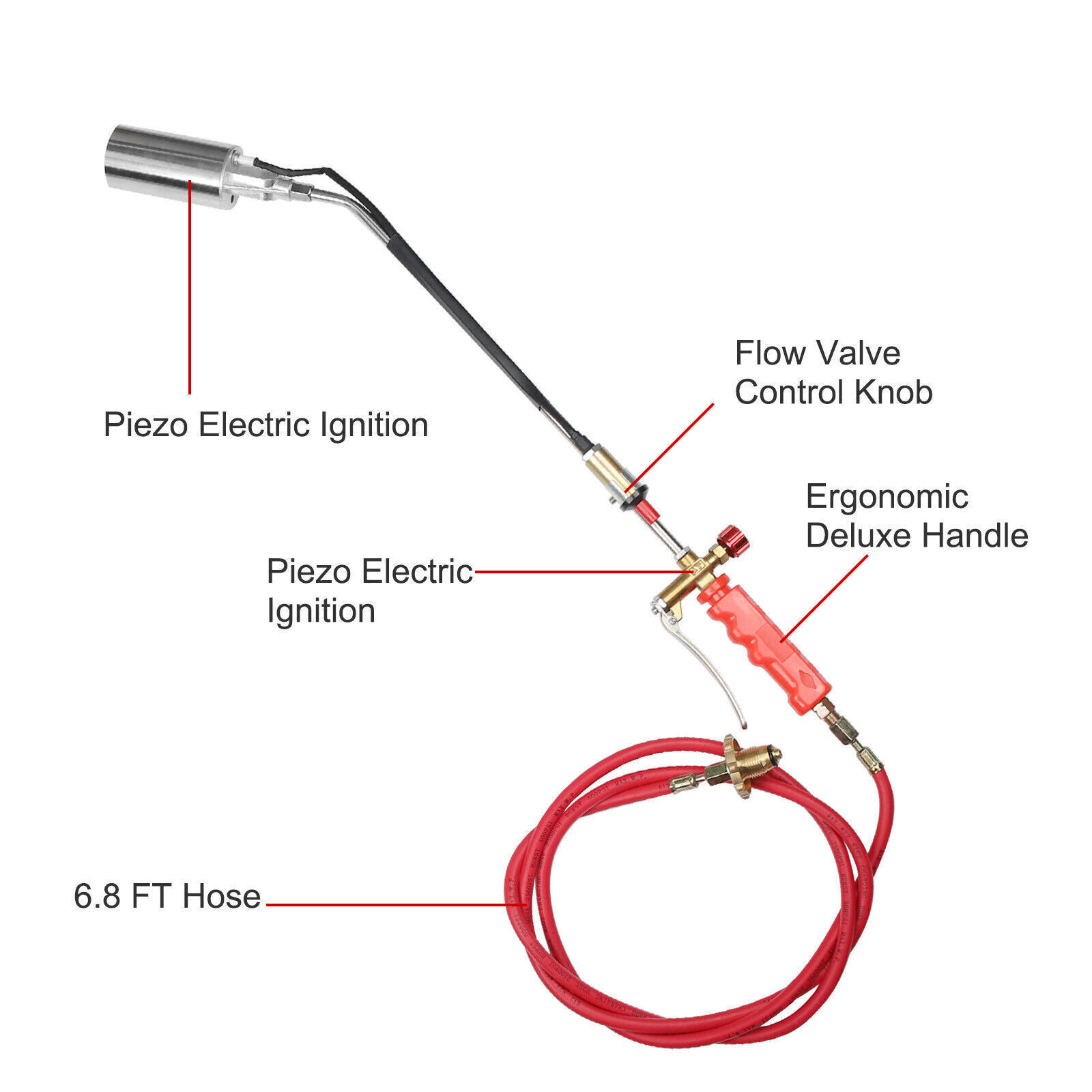Portable Propane Torch Weed Burner Ice Snow Melter Outdoor Flame Thrower w/ Hose