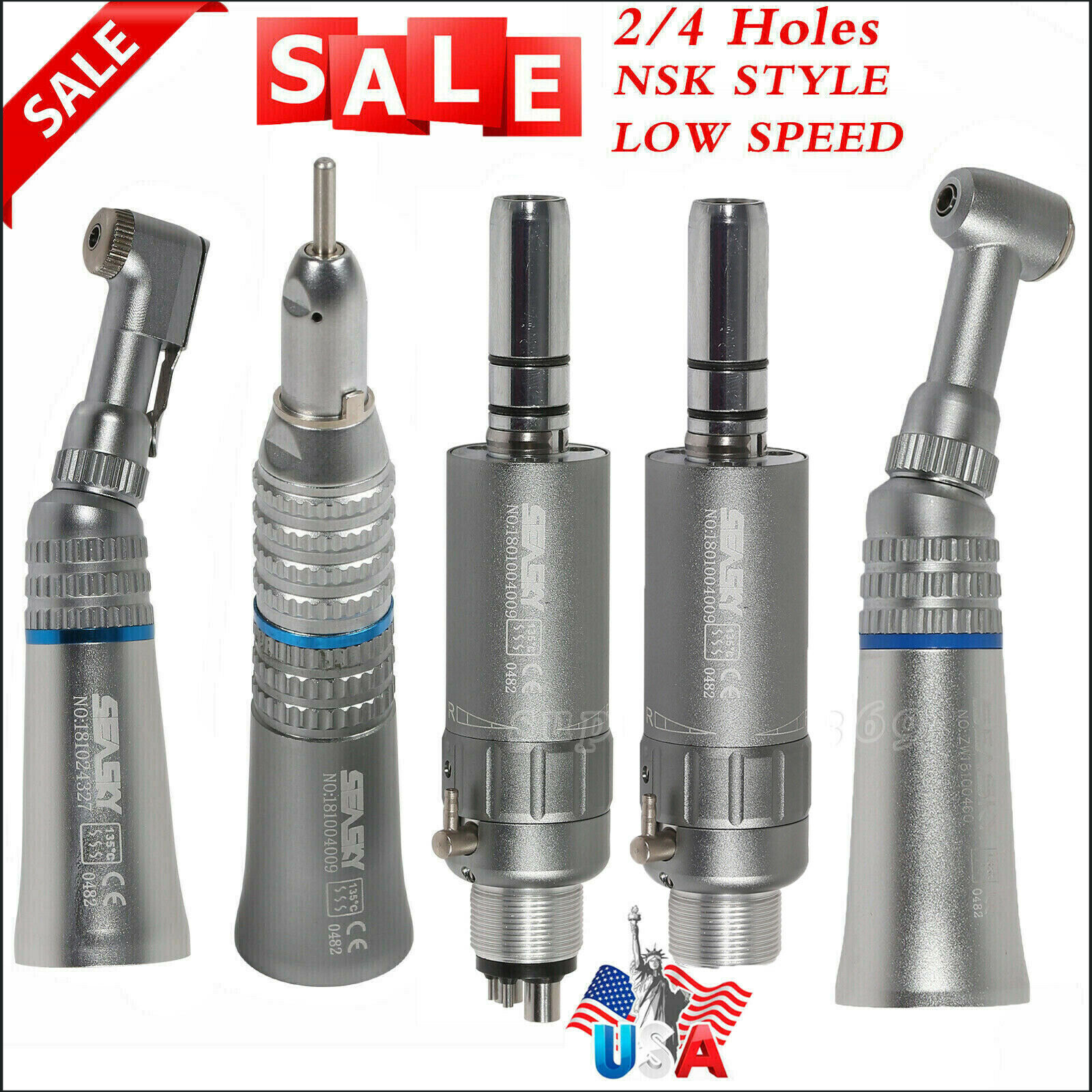 NSK Style Dental Slow Low Speed Handpiece Straight Contra Angle Air Motor 2/4 sa