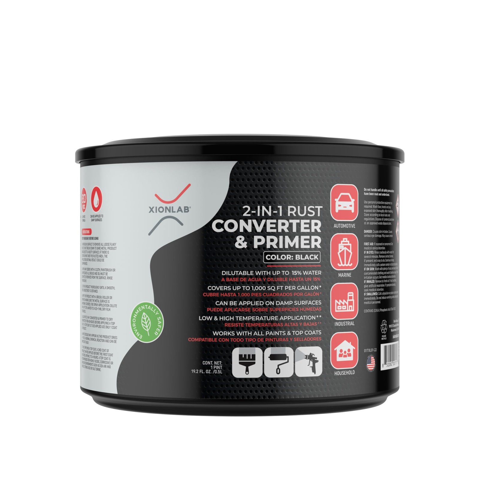 2-in-1 Rust Converter & Metal Primer, Black Rust Inhibitor Paint for Metal,