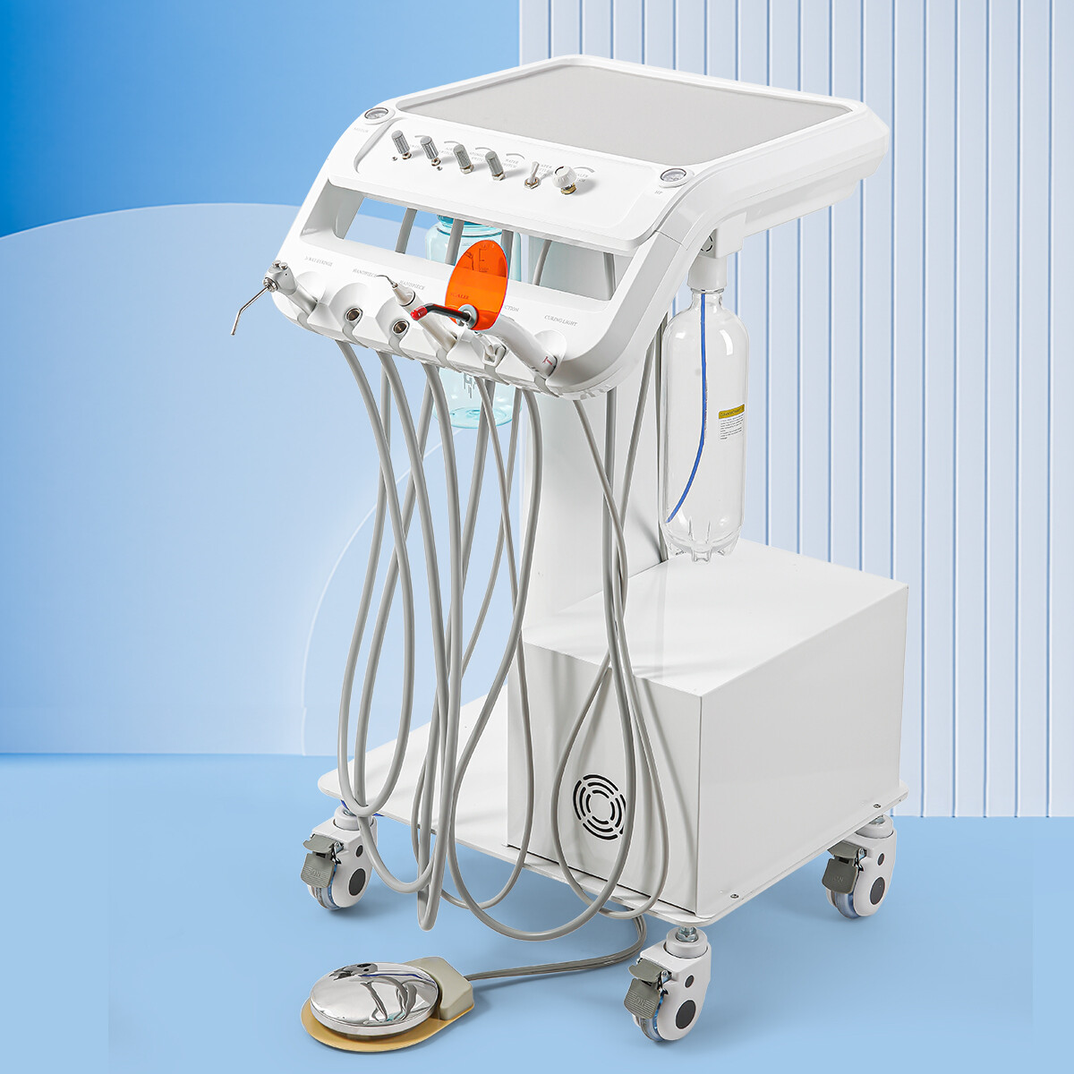 AZDENT Portable Dental Delivery Unit with Air Compressor Syringe Suction 4Holes
