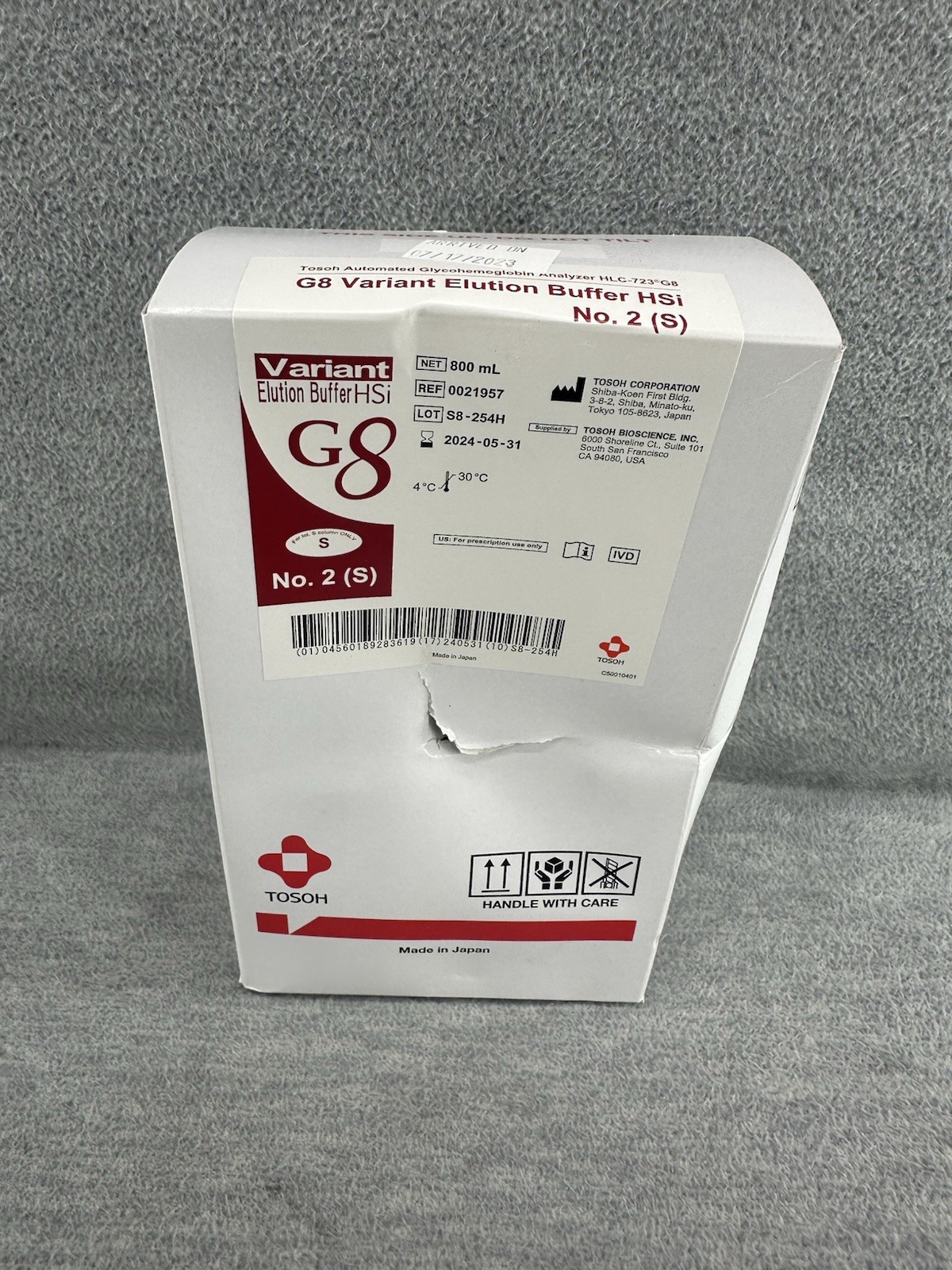 TOSOH 0021957 Bioscience Elution Buffer G8 Glycohemoglobin Analyzer #2 800mL LA