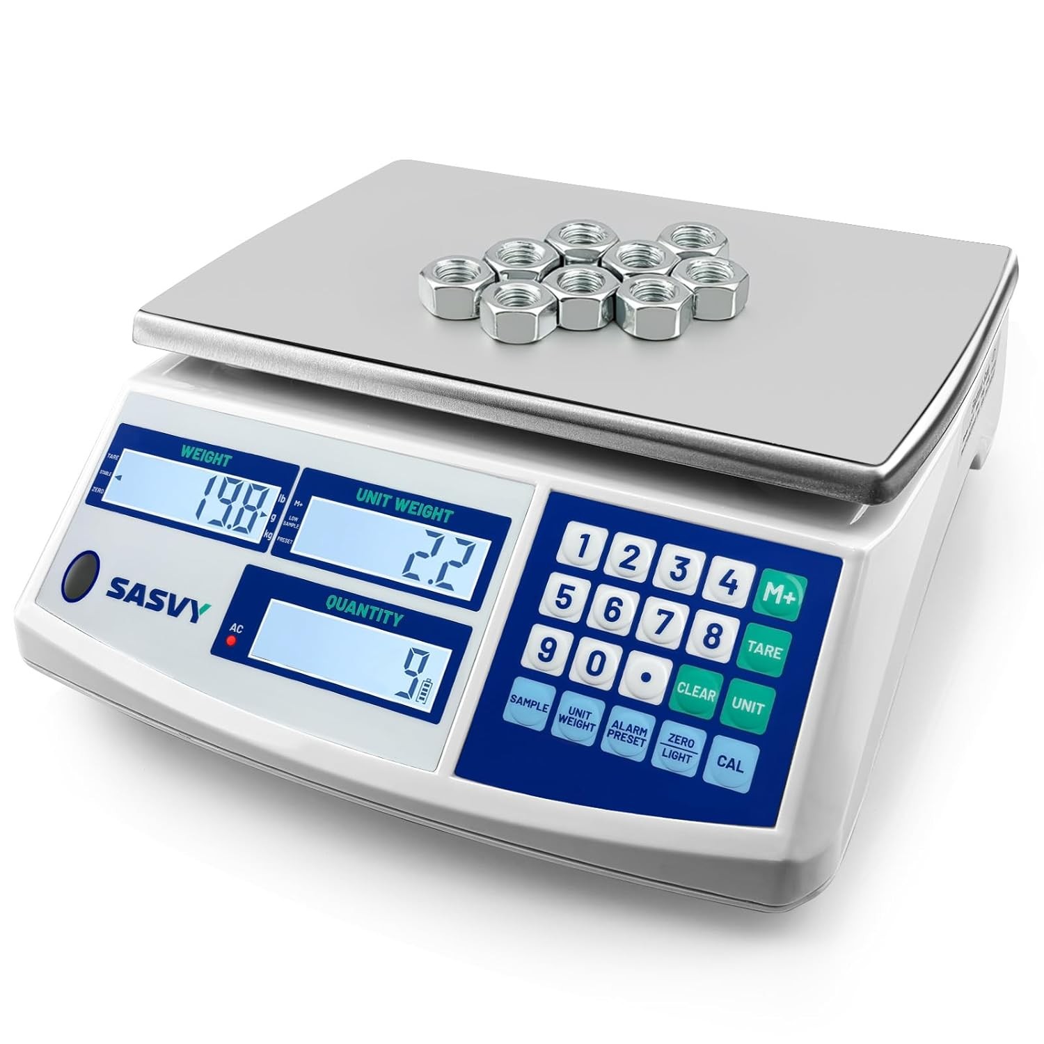 Industrial Counting Scale 66lb/30kg 0.1g lb/kg/g Digital 30kg 0.1g, blue
