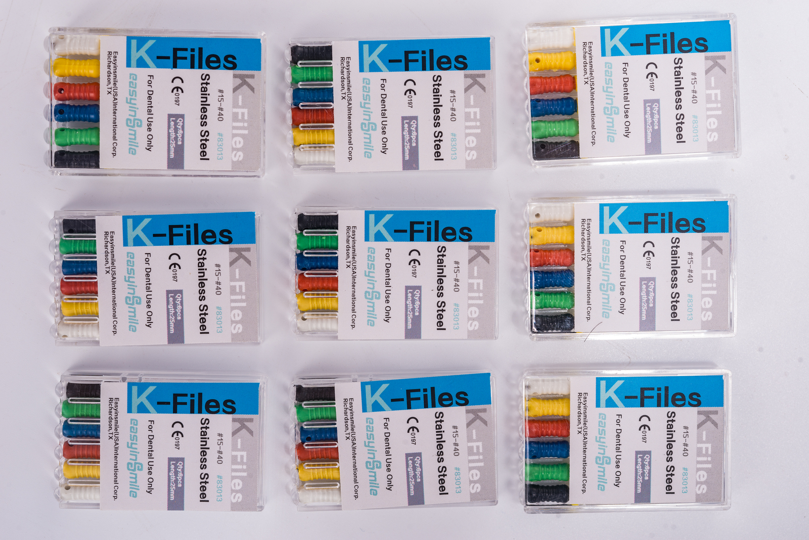 10Pack Endodontic K Files Dental Root Canal SS Hand Use Endo #15-40Assorted 25MM