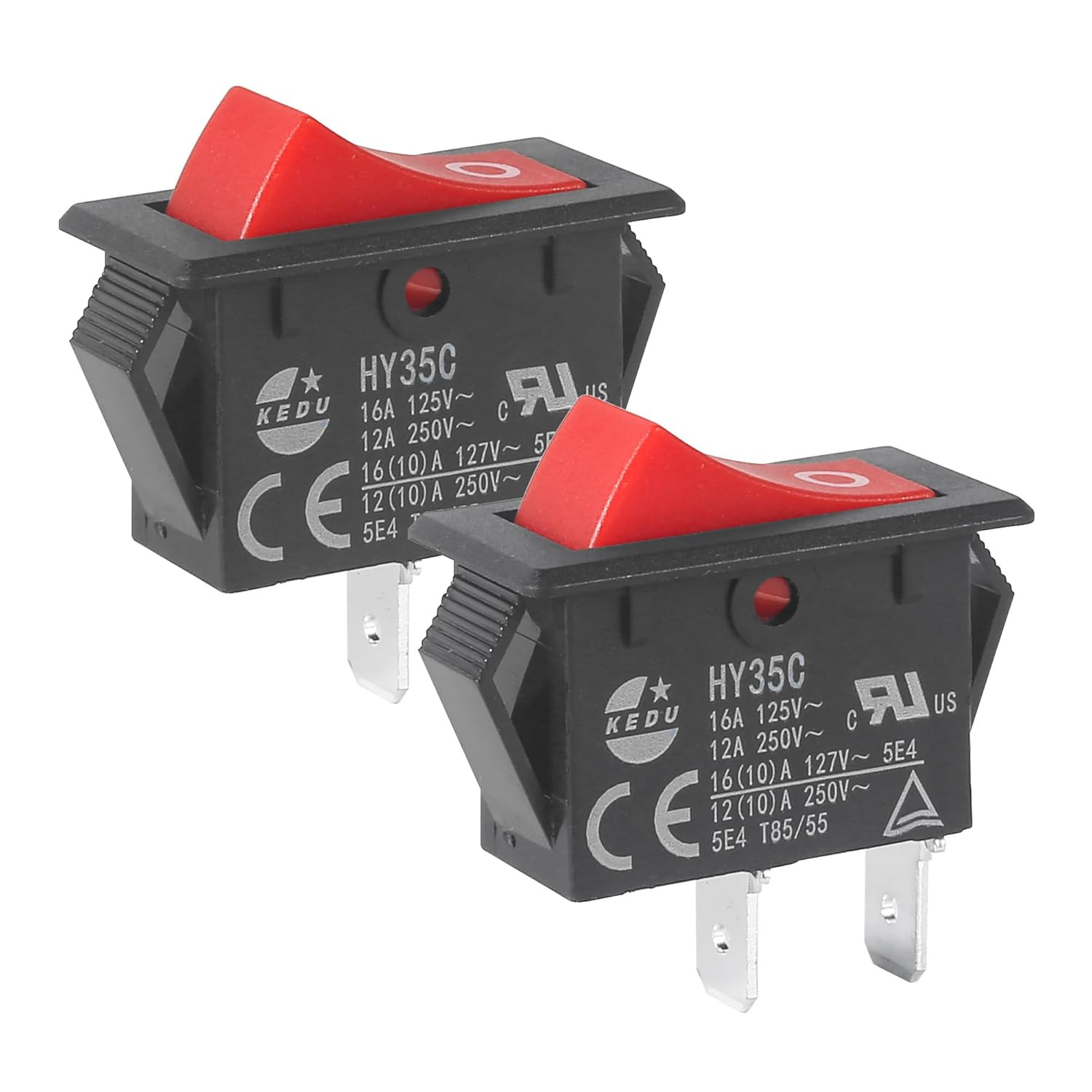 2Pieces HY35C Push Button Switch，2-Pin，16A/12A 125V/250V Rocker Switch for House