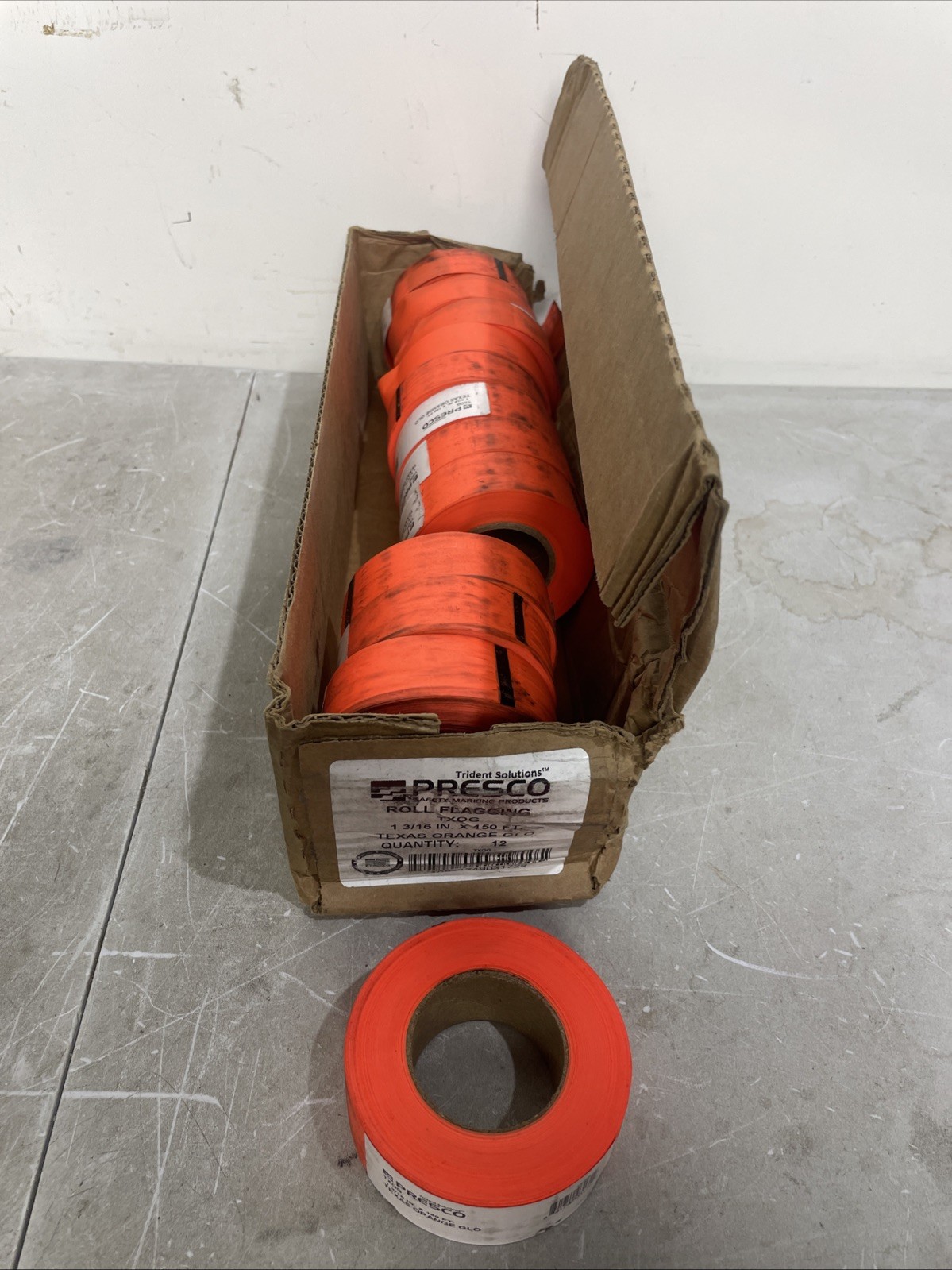 Presco PresGlo Texas Roll Flagging Tape 1-3/16 in. X 150ft. 12 Rolls Orange