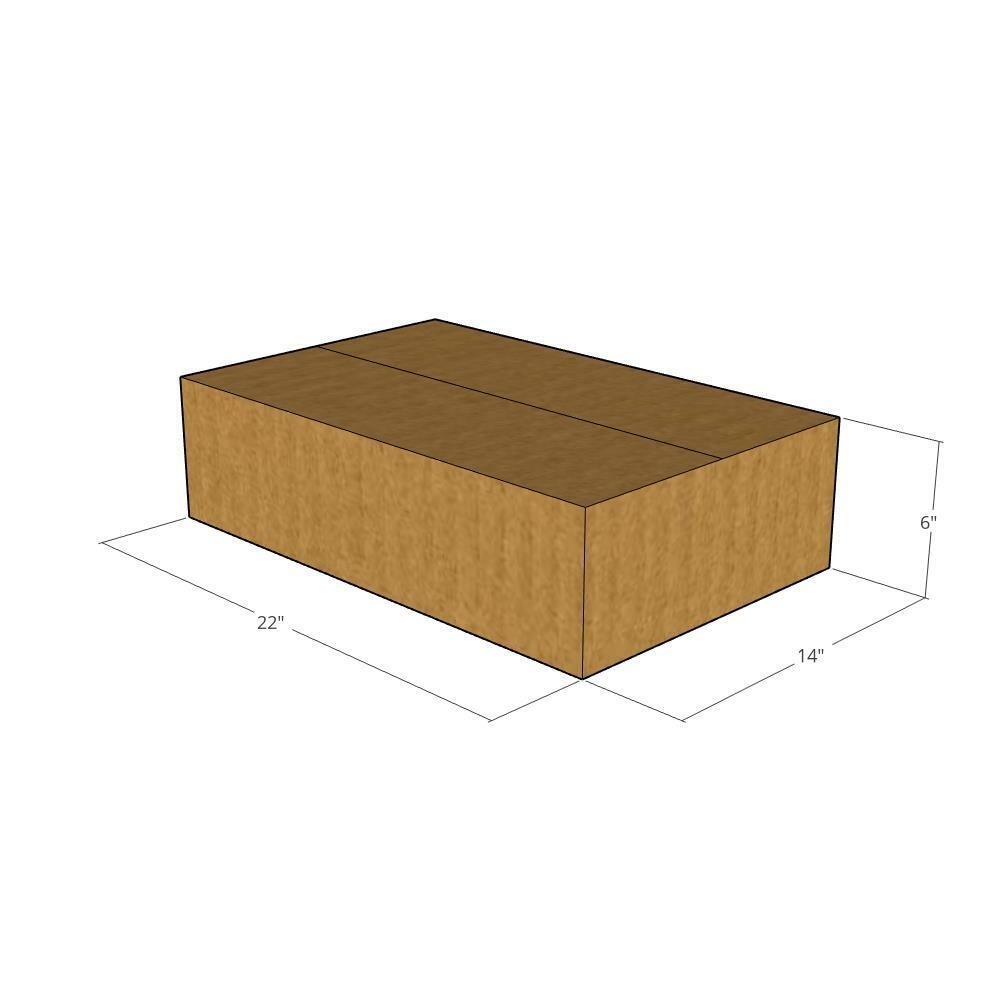 5 22x14x6 Kraft Brown Corrugated Shipping Boxes 32 ECT Single-Wall New