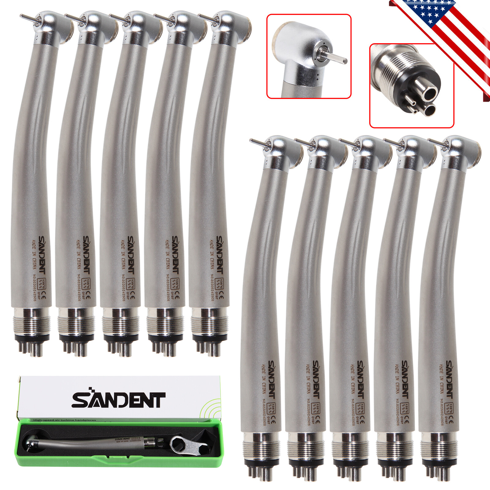 10* SANDENT NSK PANA MAX Style Dental High Speed Handpiece 4 Hole Midwest NJ